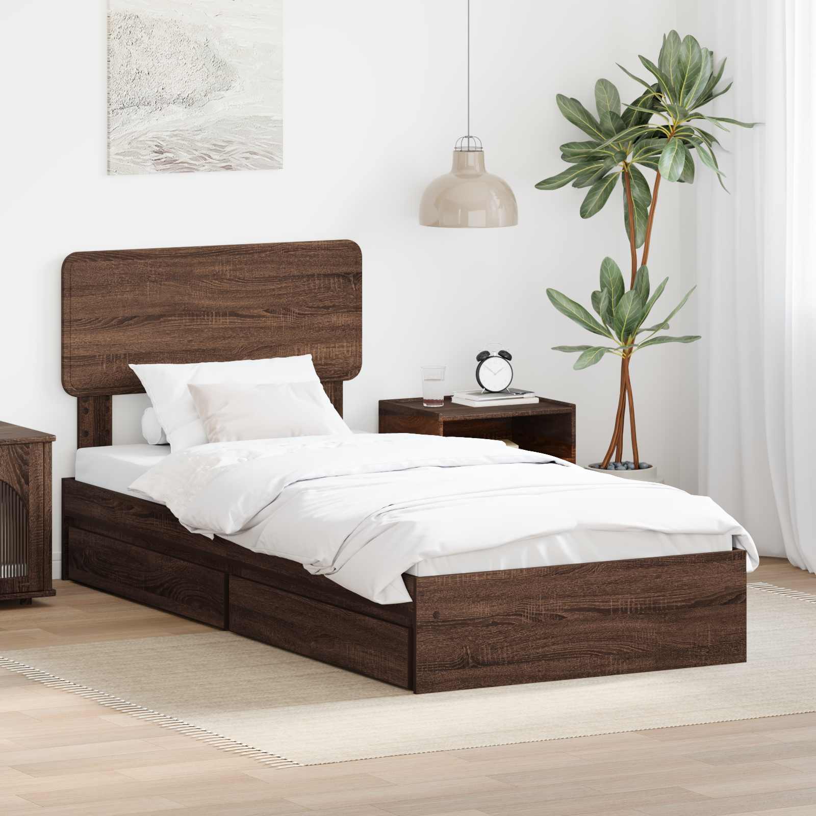 vidaXL Opslag bed met hoofdeinde Wit 200 x 200 cm Bewerkt hout