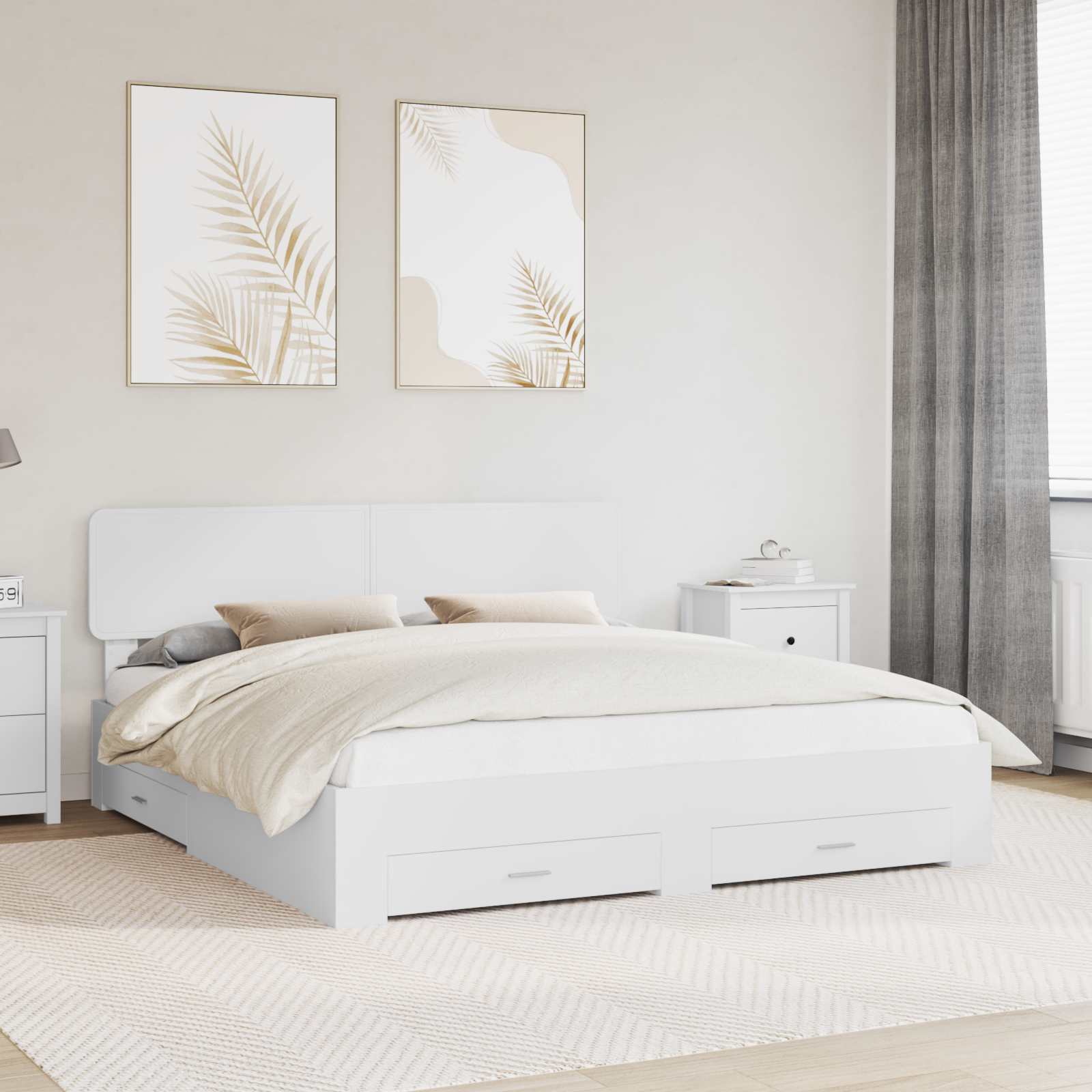 vidaXL Bedframe met lade met opslag Zwart 200 x 200 cm Bewerkt hout