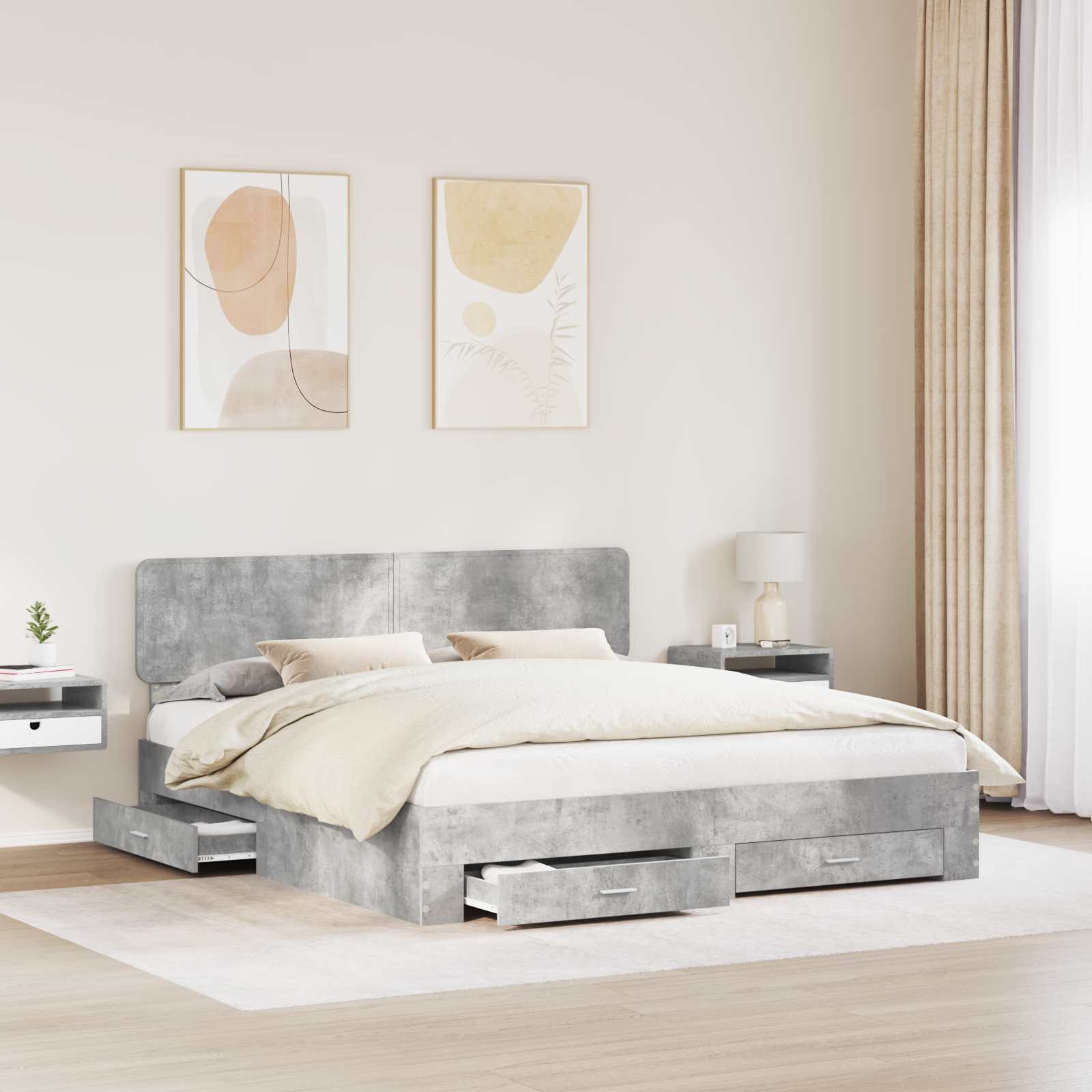 vidaXL Bedframe met lade met opslag Zwart 200 x 200 cm Bewerkt hout
