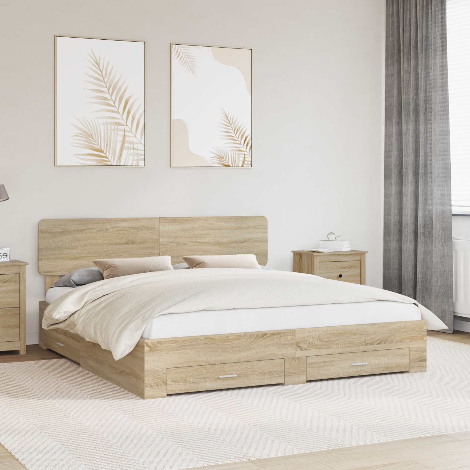 vidaXL Bedframe met lade met opslag Zwart 200 x 200 cm Bewerkt hout