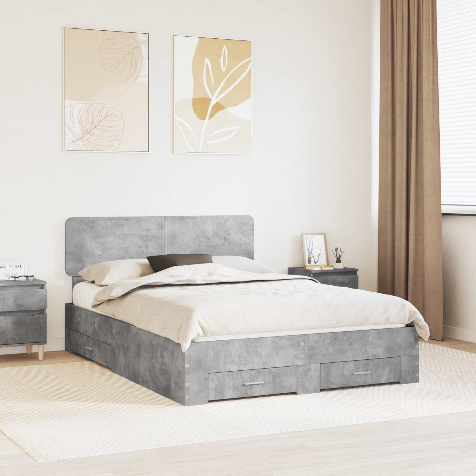 vidaXL Bedframe met lade met opslag Zwart 200 x 200 cm Bewerkt hout