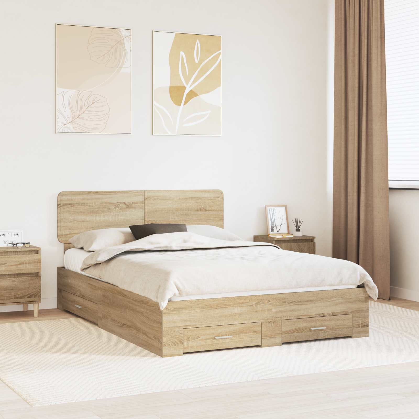 vidaXL Bedframe met lade met opslag Zwart 200 x 200 cm Bewerkt hout