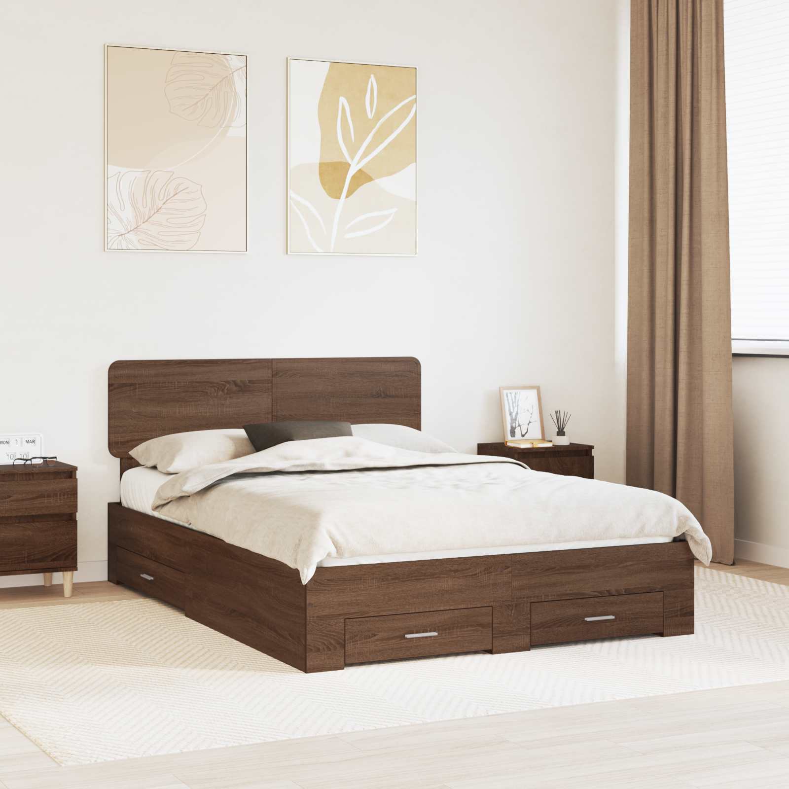 vidaXL Bedframe met lade met opslag Zwart 200 x 200 cm Bewerkt hout