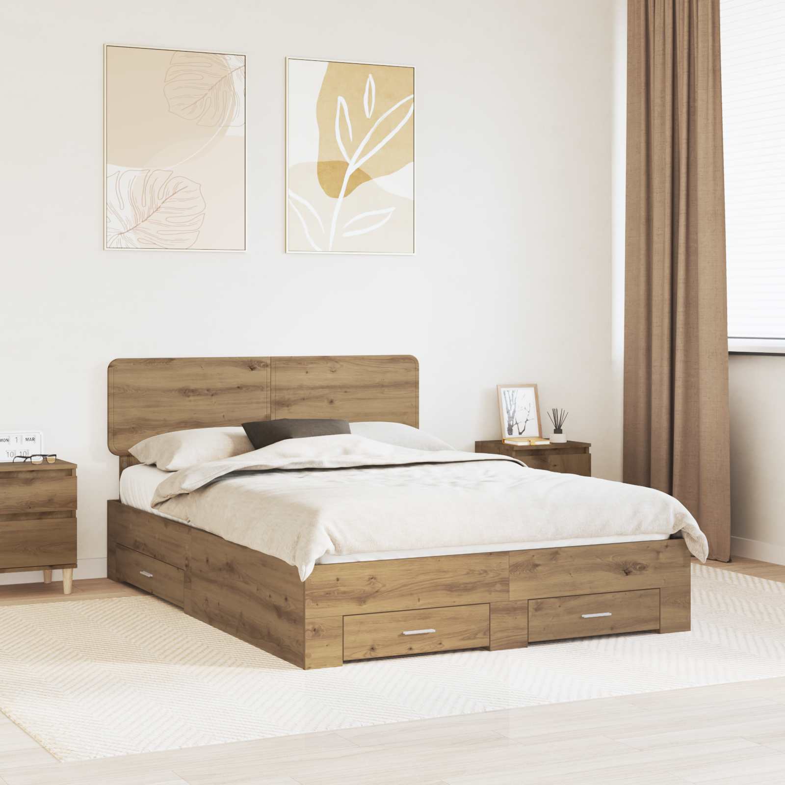 vidaXL Bedframe met lade met opslag Zwart 200 x 200 cm Bewerkt hout