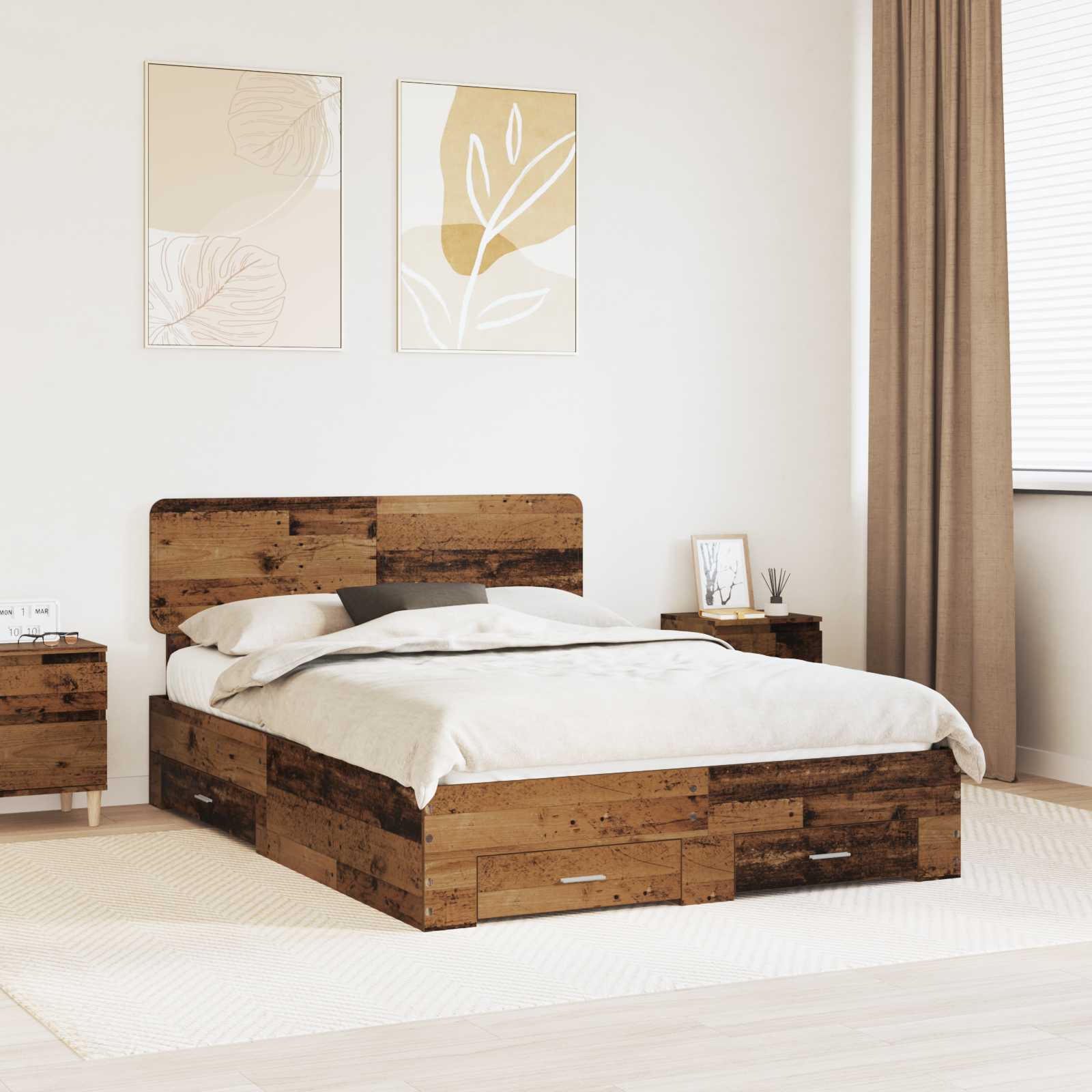 vidaXL Bedframe met lade met opslag Zwart 200 x 200 cm Bewerkt hout