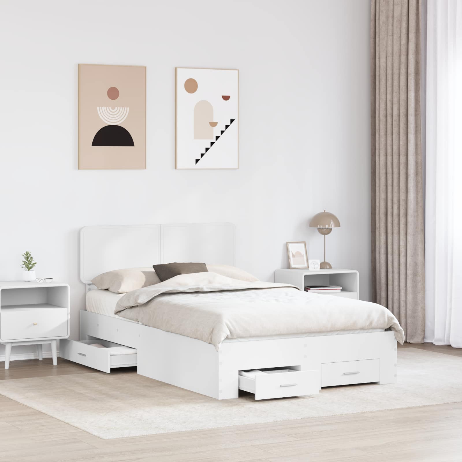 vidaXL Bedframe met lade met opslag Zwart 200 x 200 cm Bewerkt hout