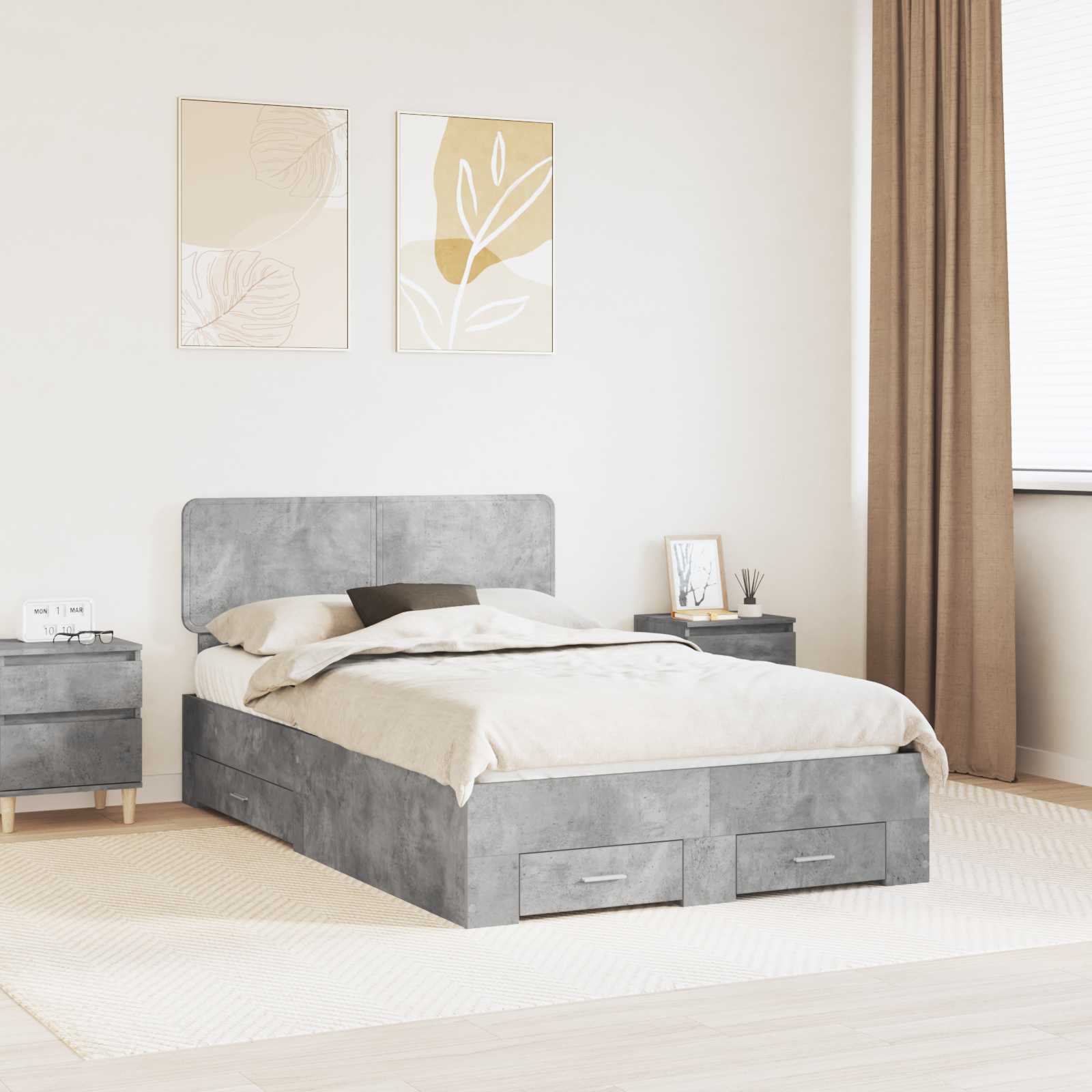 vidaXL Bedframe met lade met opslag Zwart 200 x 200 cm Bewerkt hout