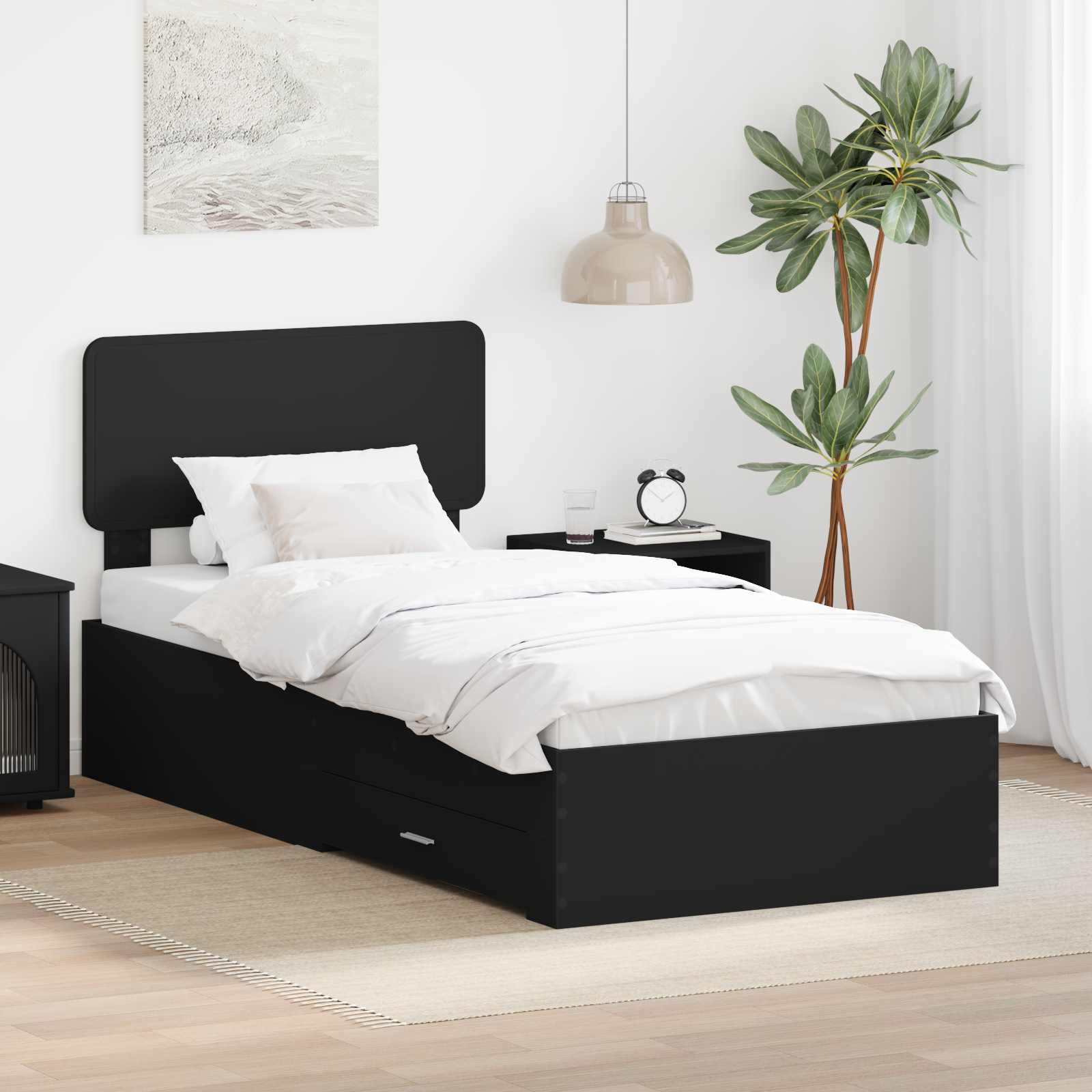 vidaXL Bedframe met lade met opslag Zwart 200 x 200 cm Bewerkt hout