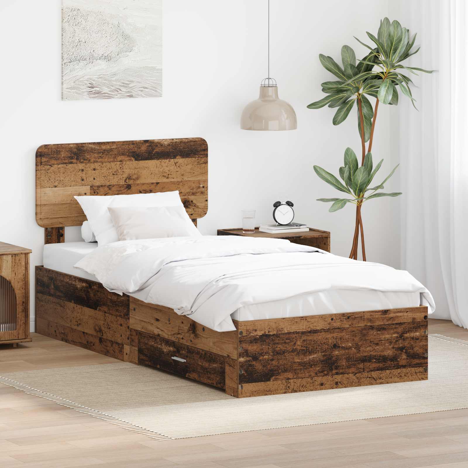 vidaXL Bedframe met lade met opslag Zwart 200 x 200 cm Bewerkt hout