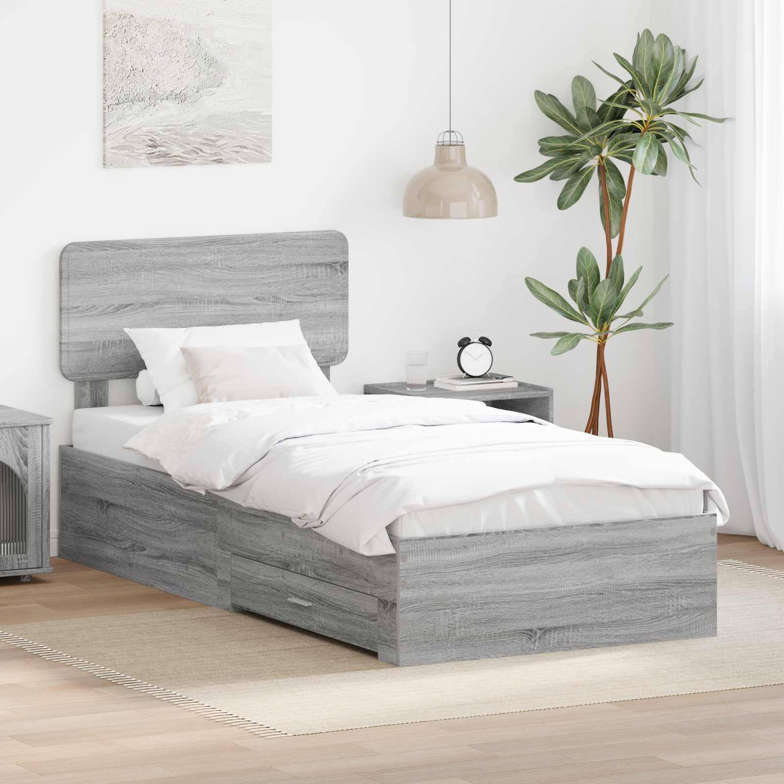 vidaXL Bedframe met lade met opslag Zwart 200 x 200 cm Bewerkt hout