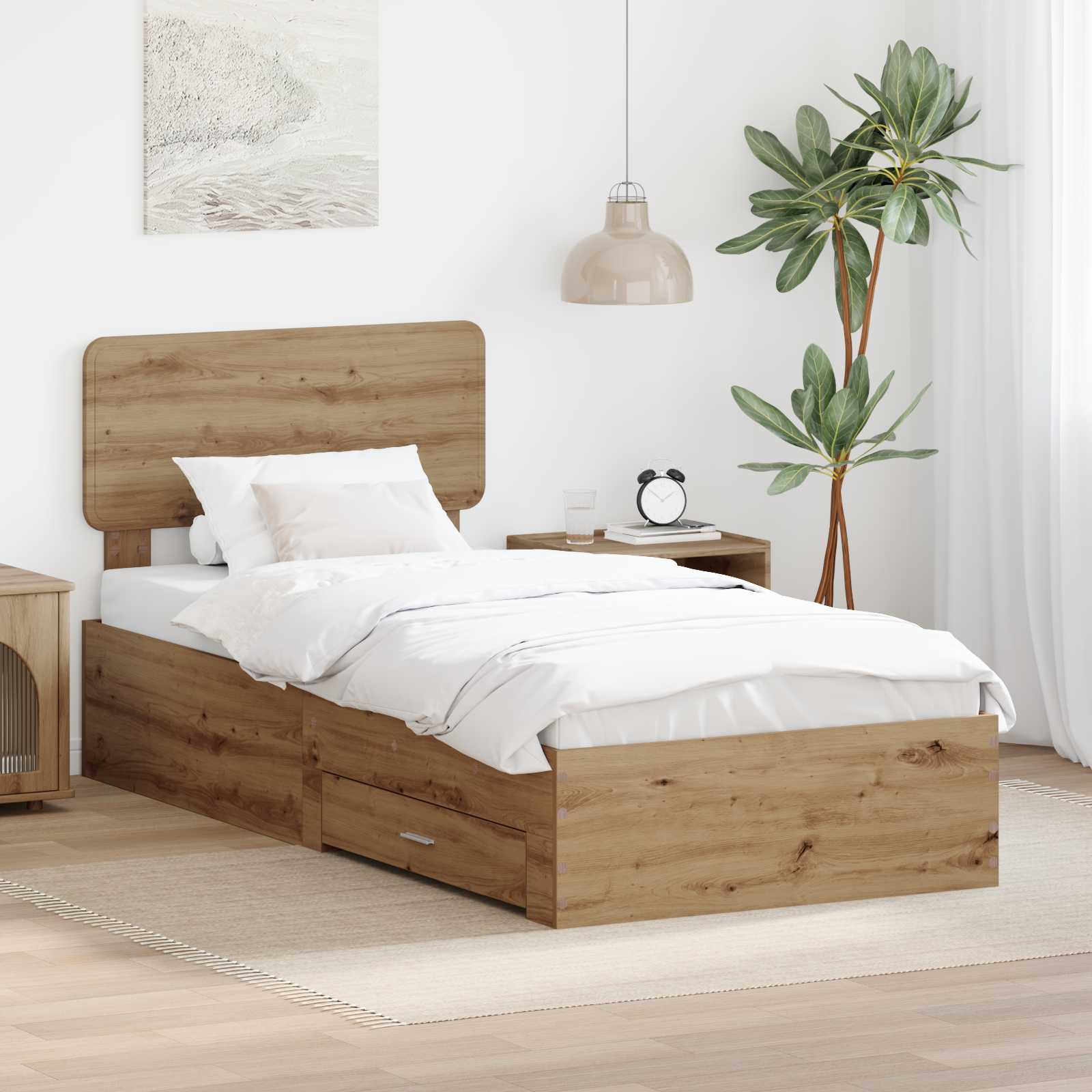 vidaXL Bedframe met lade met opslag Zwart 200 x 200 cm Bewerkt hout