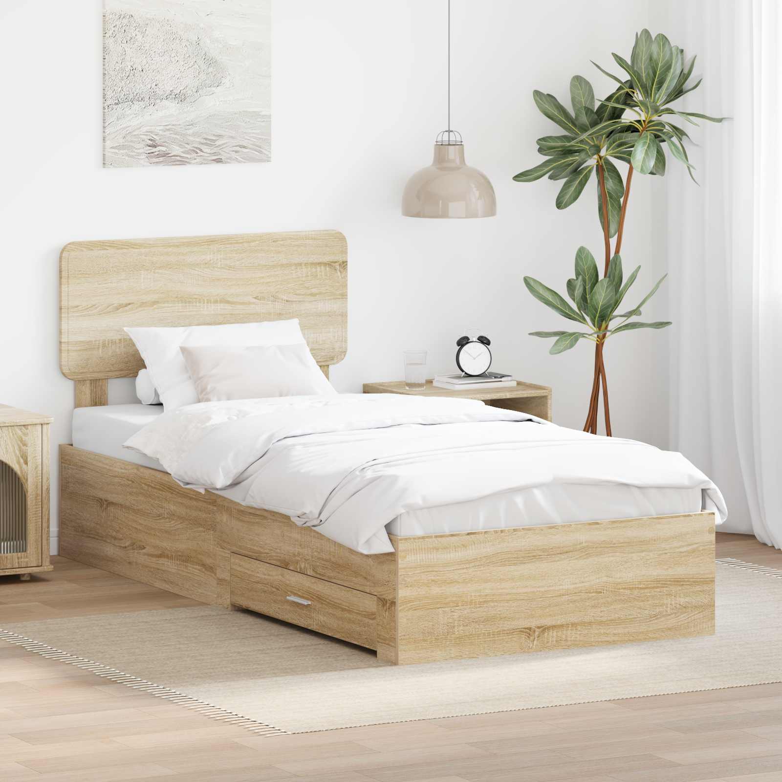 vidaXL Bedframe met lade met opslag Zwart 200 x 200 cm Bewerkt hout
