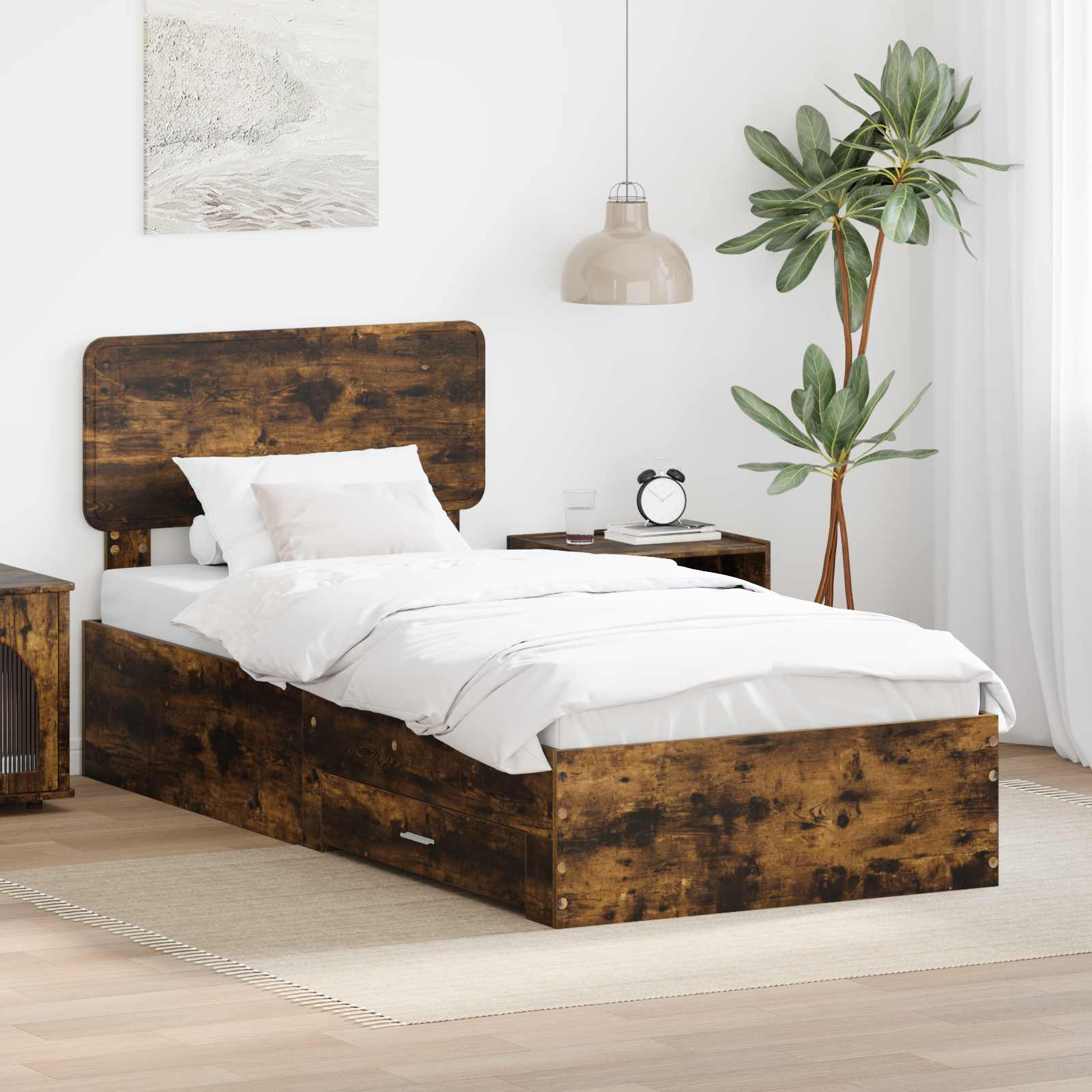 vidaXL Bedframe met lade met opslag Zwart 200 x 200 cm Bewerkt hout