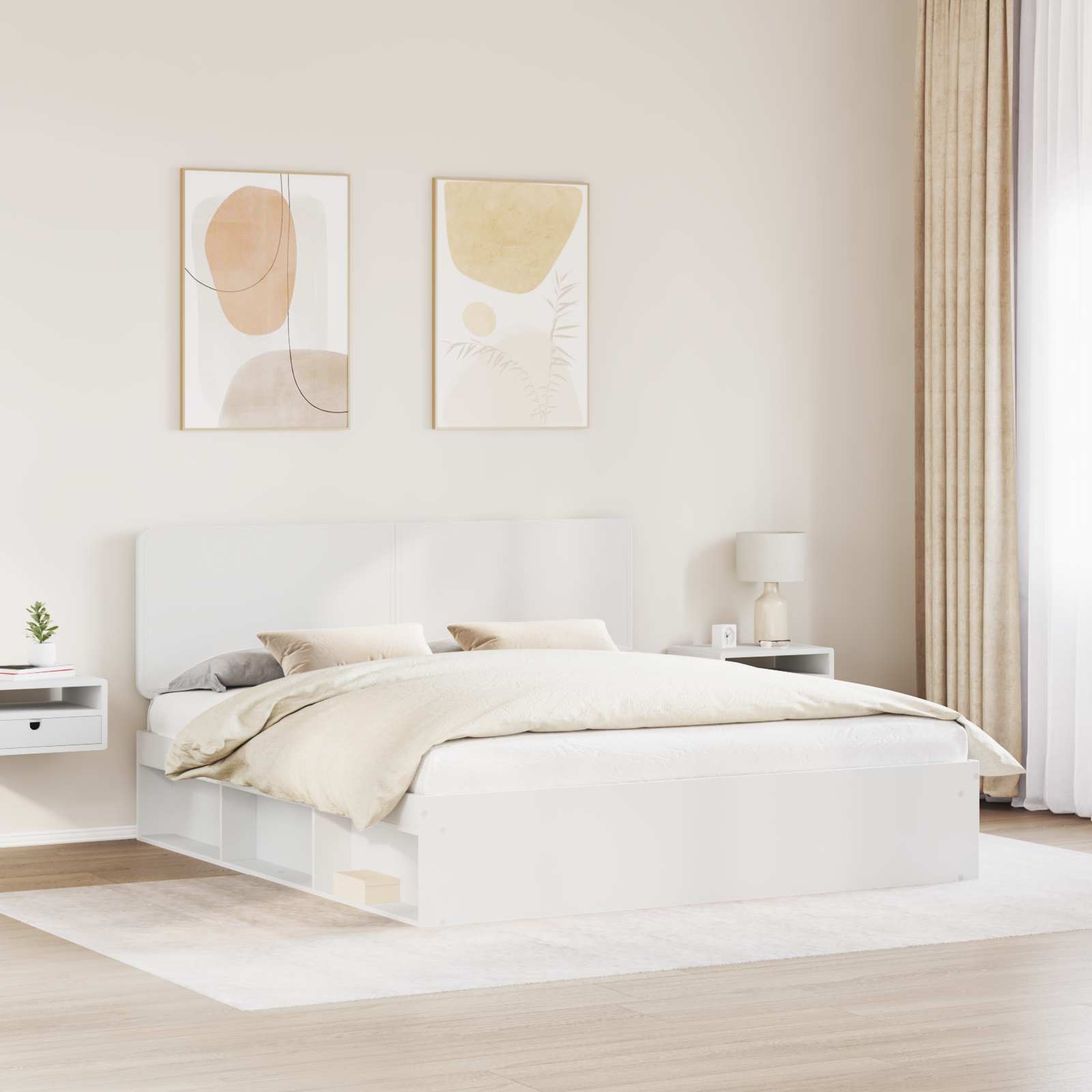vidaXL Bedframe met hoofdeinde Wit 200 x 200 cm Massief grenenhout