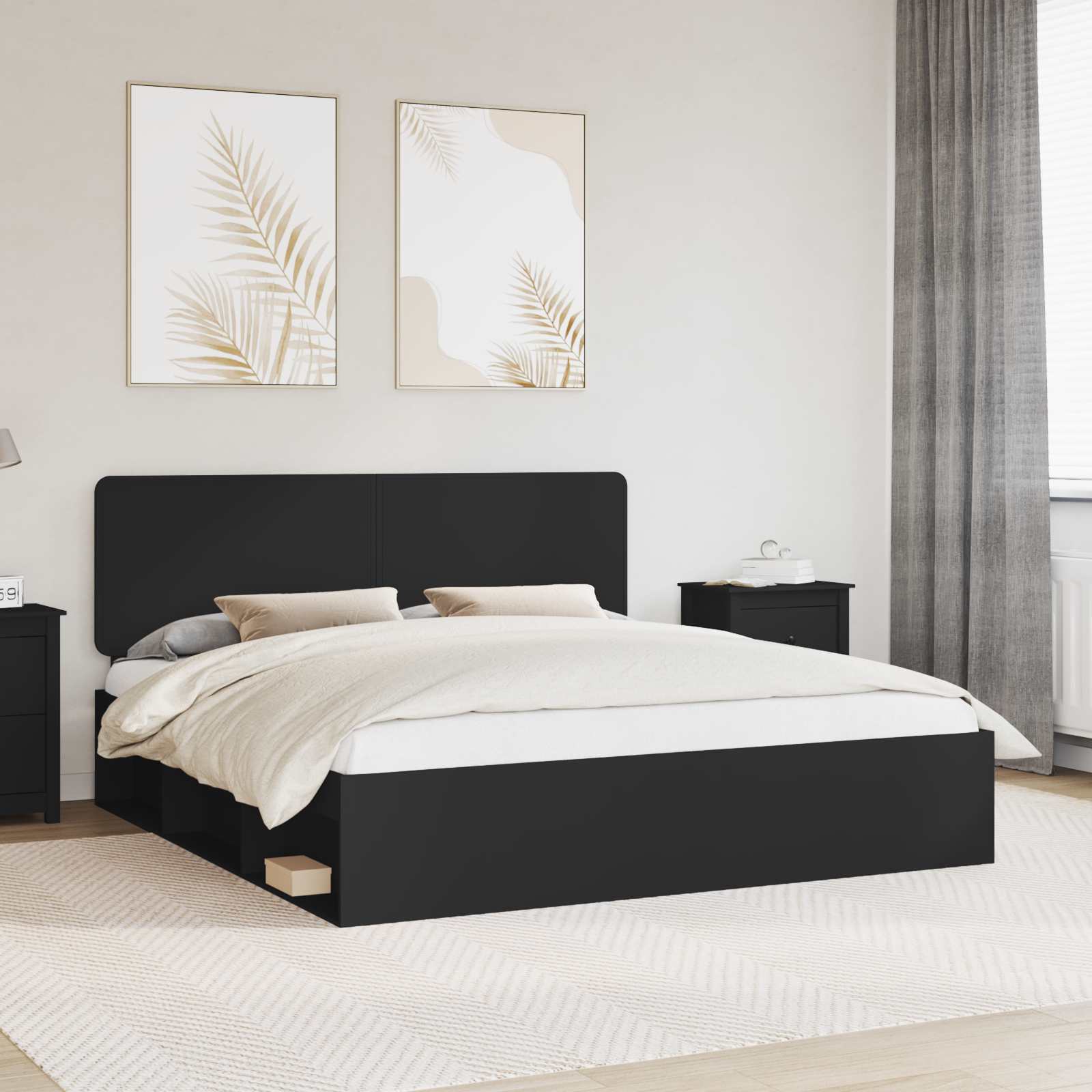 vidaXL Bedframe met hoofdeinde Wit 200 x 200 cm Massief grenenhout