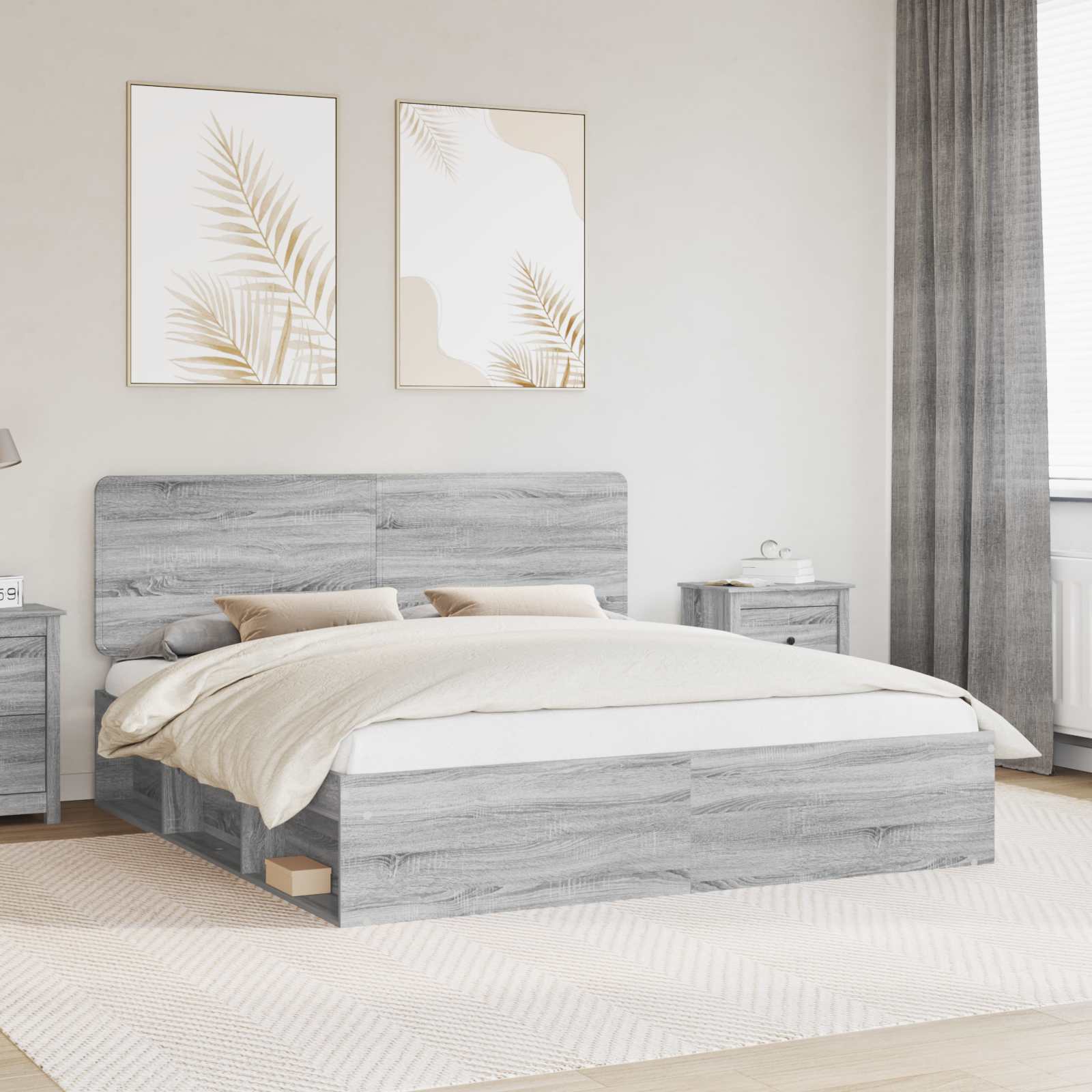 vidaXL Bedframe met hoofdeinde Wit 200 x 200 cm Massief grenenhout