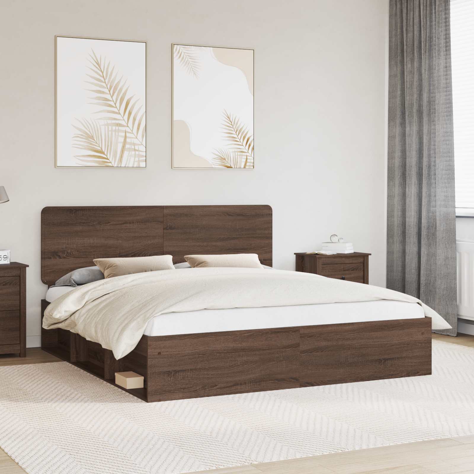vidaXL Bedframe met hoofdeinde Wit 200 x 200 cm Massief grenenhout