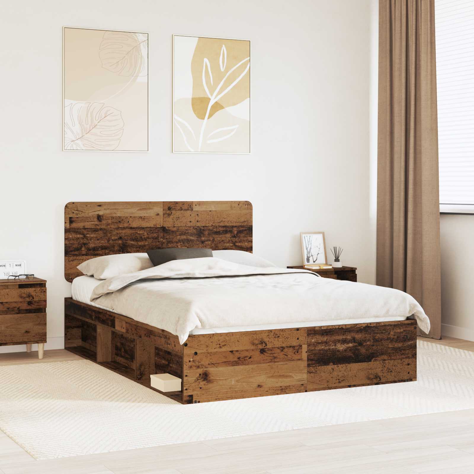 vidaXL Bedframe met hoofdeinde Wit 200 x 200 cm Massief grenenhout