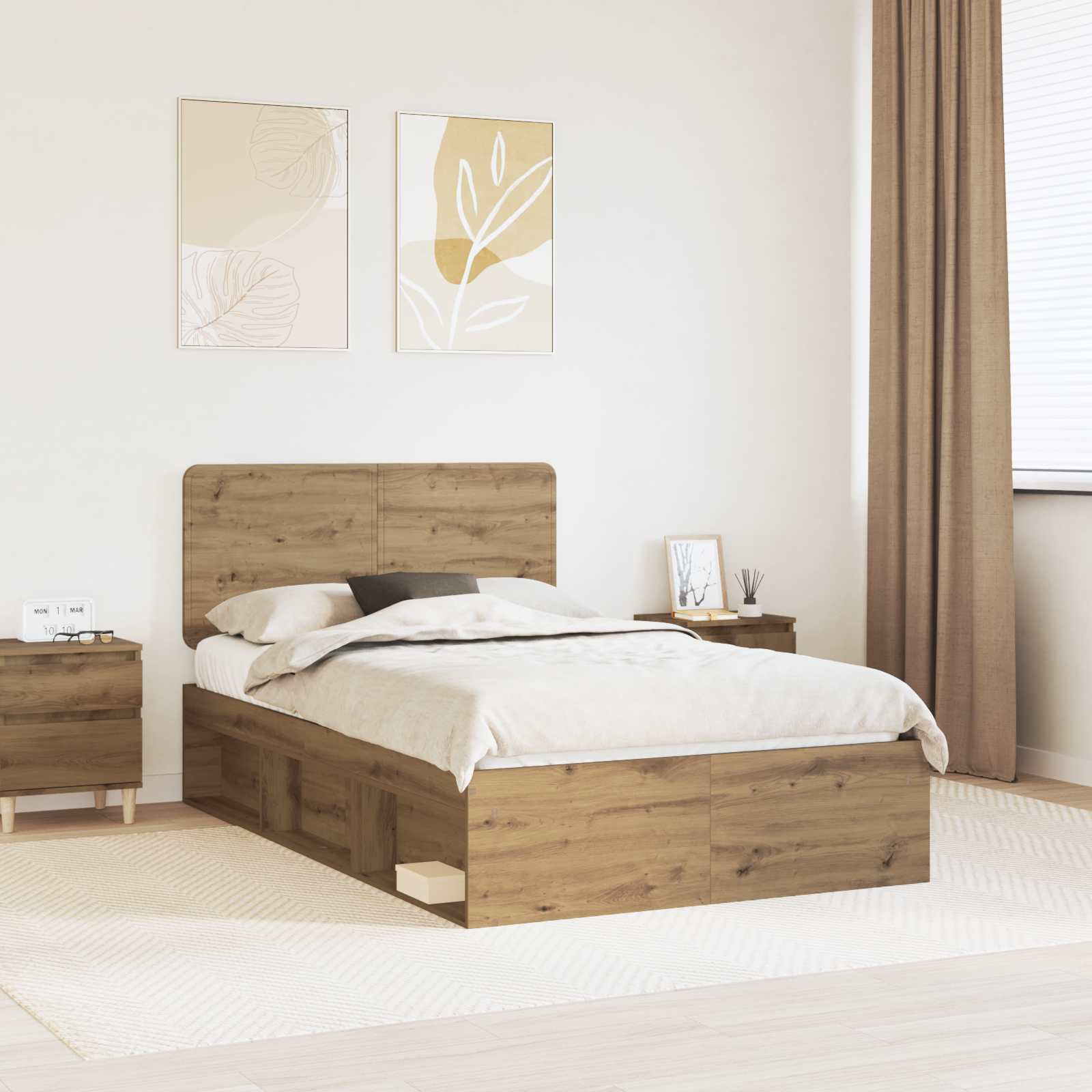 vidaXL Bedframe met hoofdeinde Wit 200 x 200 cm Massief grenenhout
