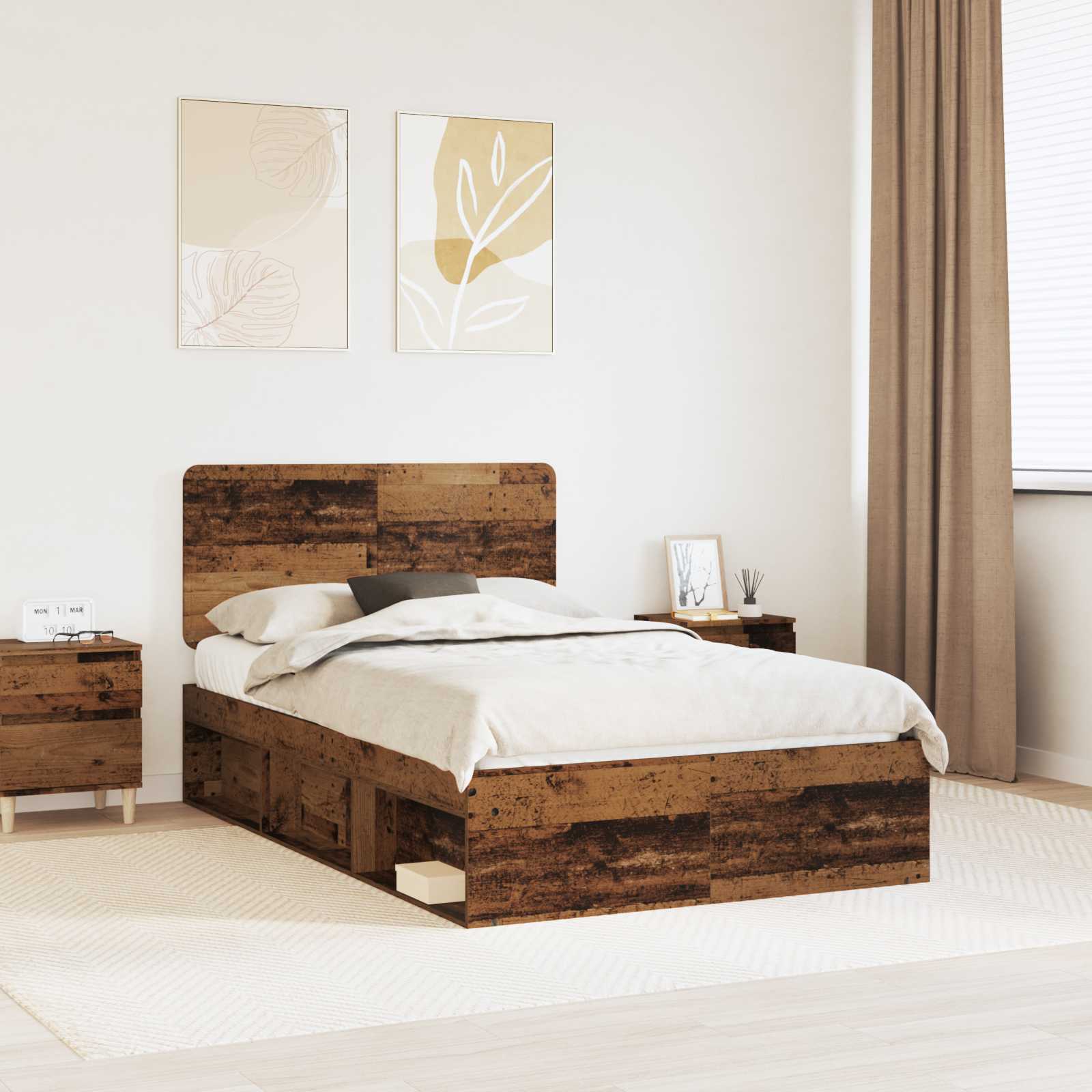 vidaXL Bedframe met hoofdeinde Wit 200 x 200 cm Massief grenenhout