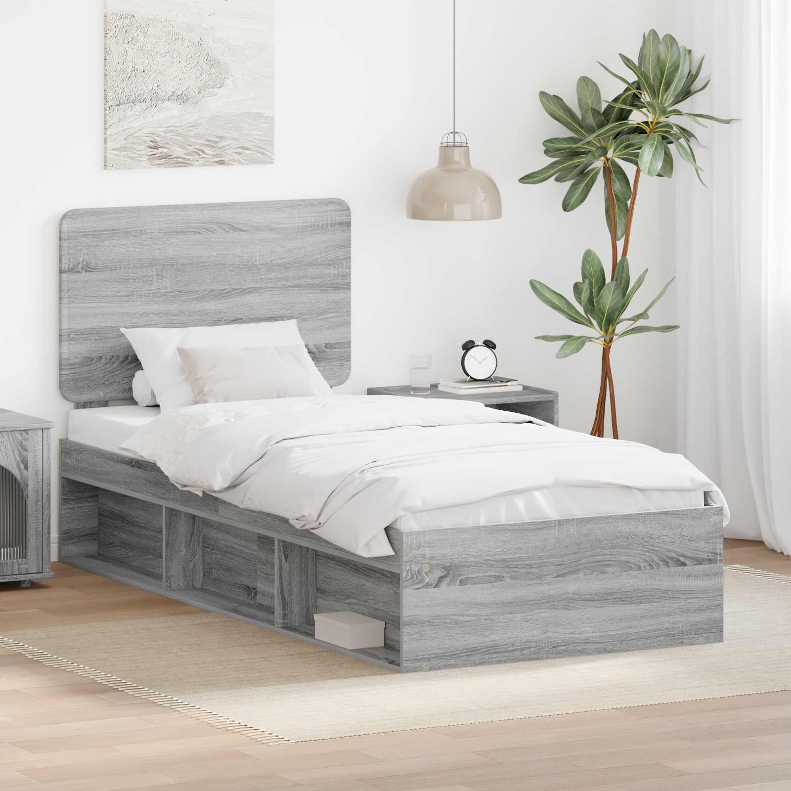 vidaXL Bedframe met hoofdeinde Wit 200 x 200 cm Massief grenenhout