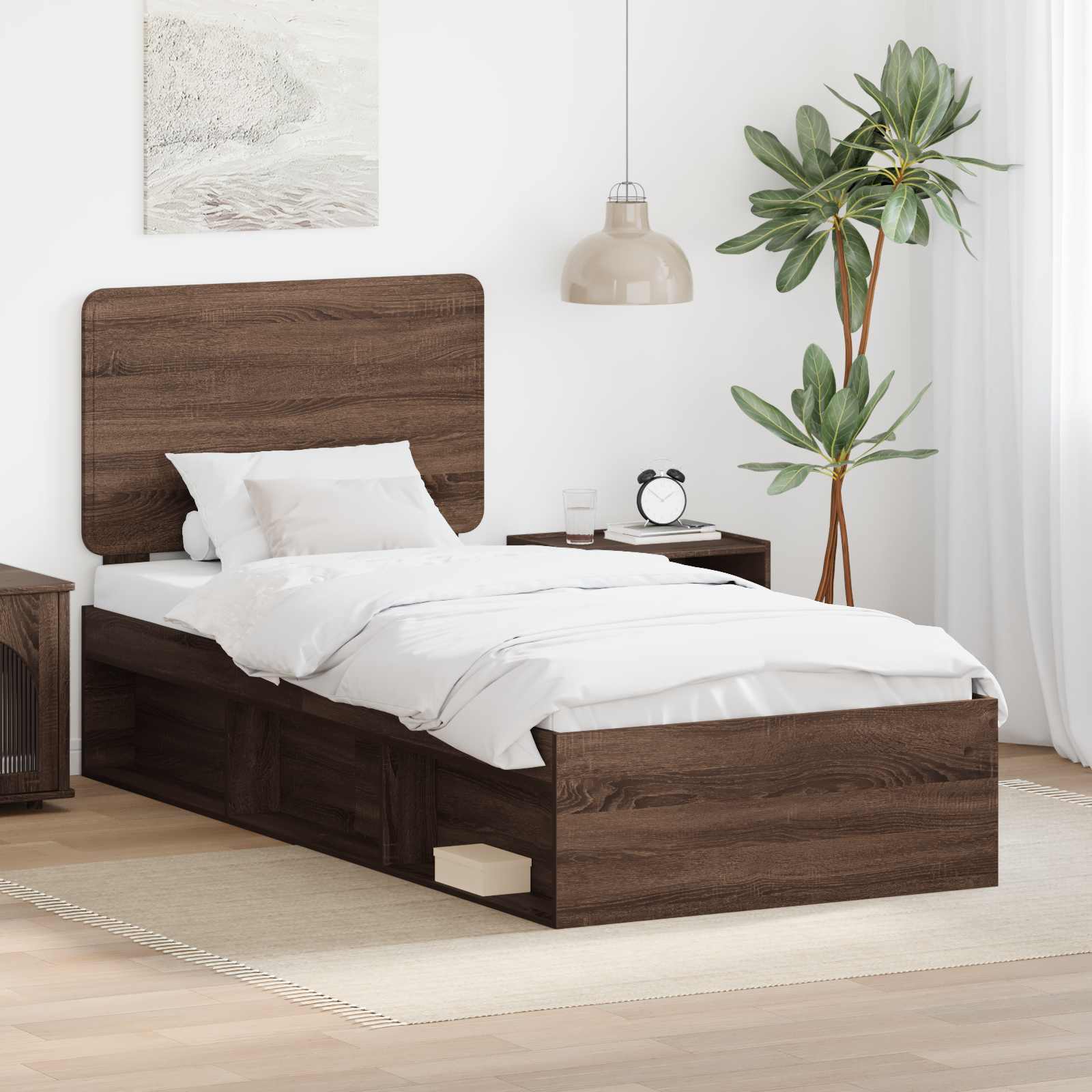 vidaXL Bedframe met hoofdeinde Wit 200 x 200 cm Massief grenenhout