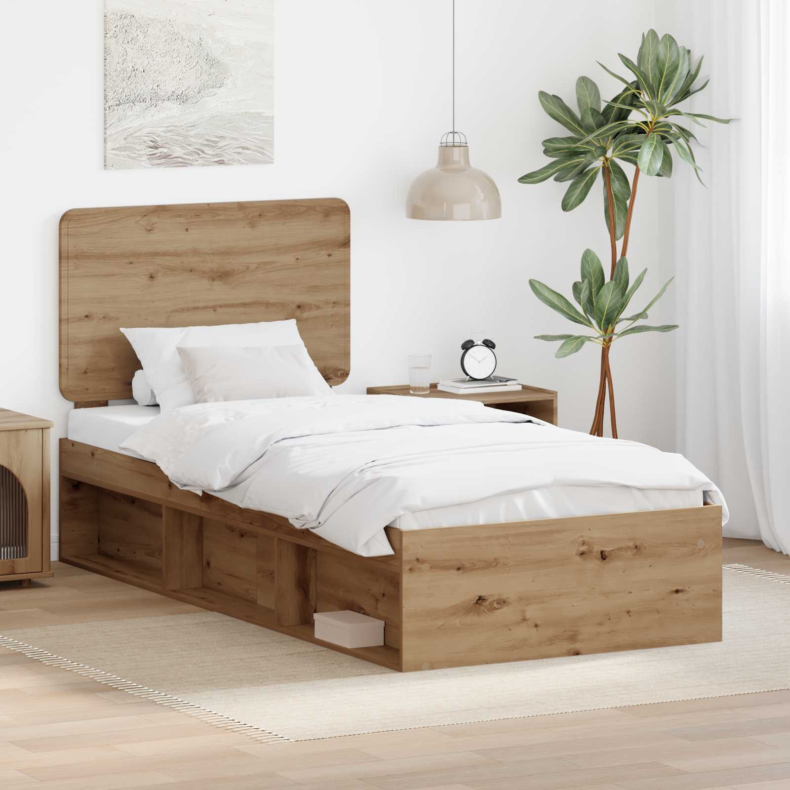 vidaXL Bedframe met hoofdeinde Wit 200 x 200 cm Massief grenenhout