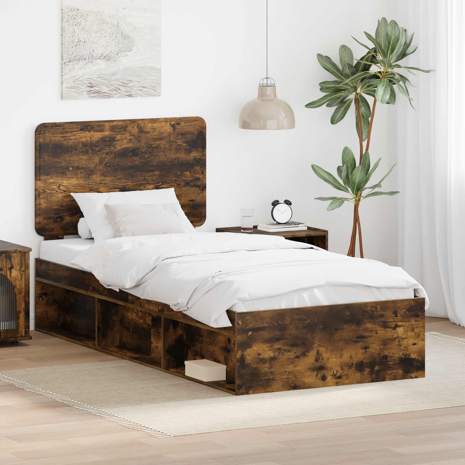vidaXL Bedframe met hoofdeinde Wit 200 x 200 cm Massief grenenhout