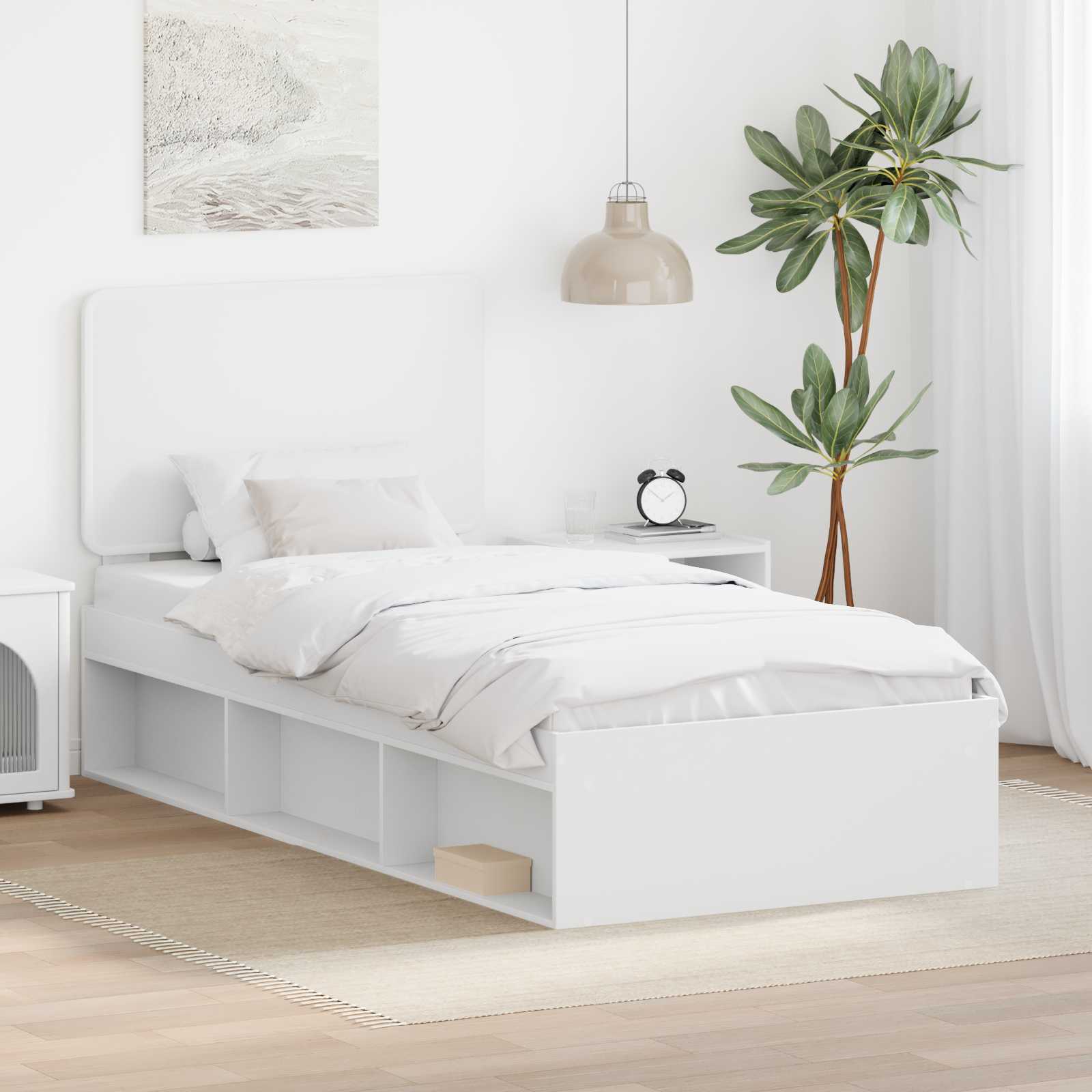 vidaXL Bedframe met hoofdeinde Wit 200 x 200 cm Massief grenenhout