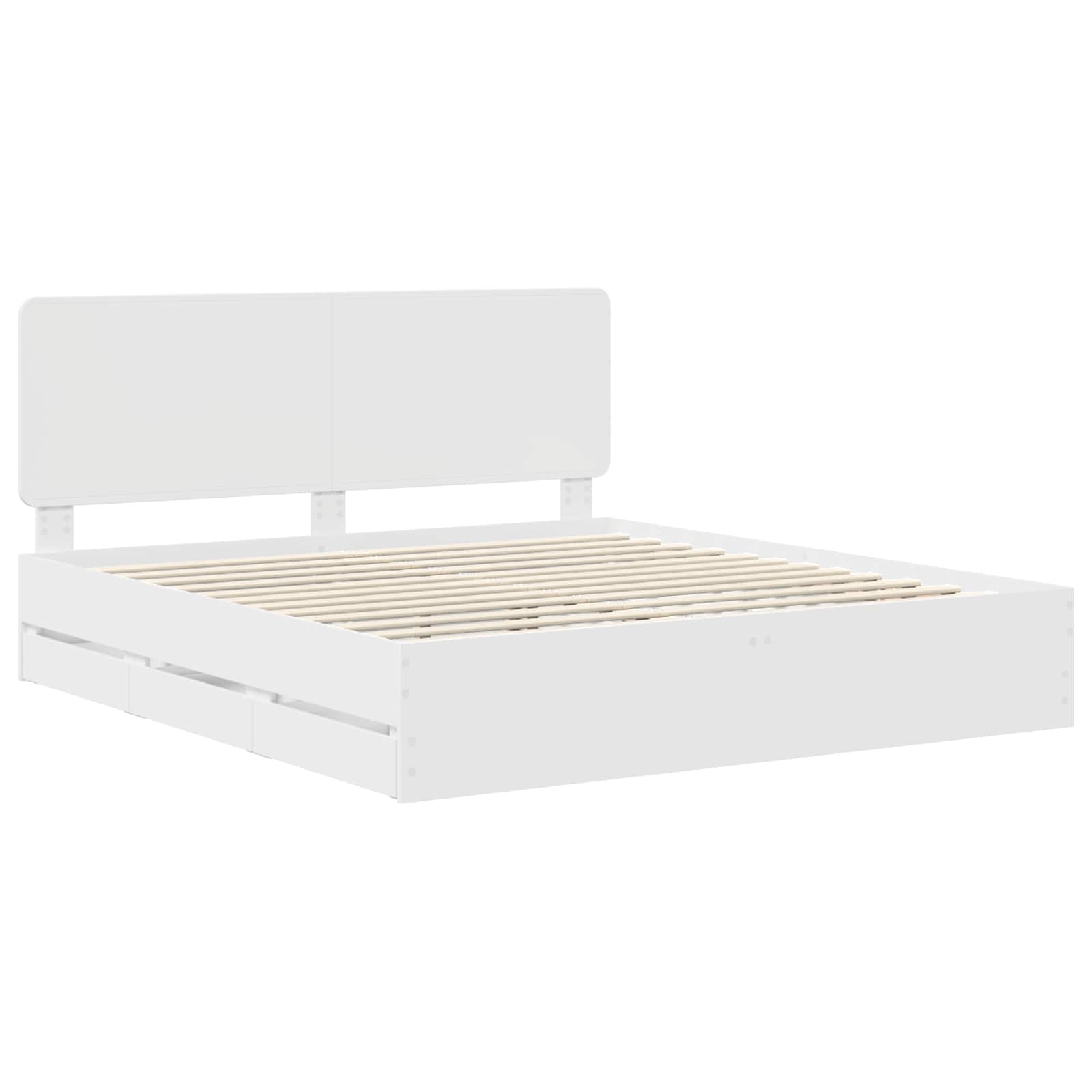 vidaXL Bedframe met lade met opslag Wit 200 x 200 cm Ingenieurshout