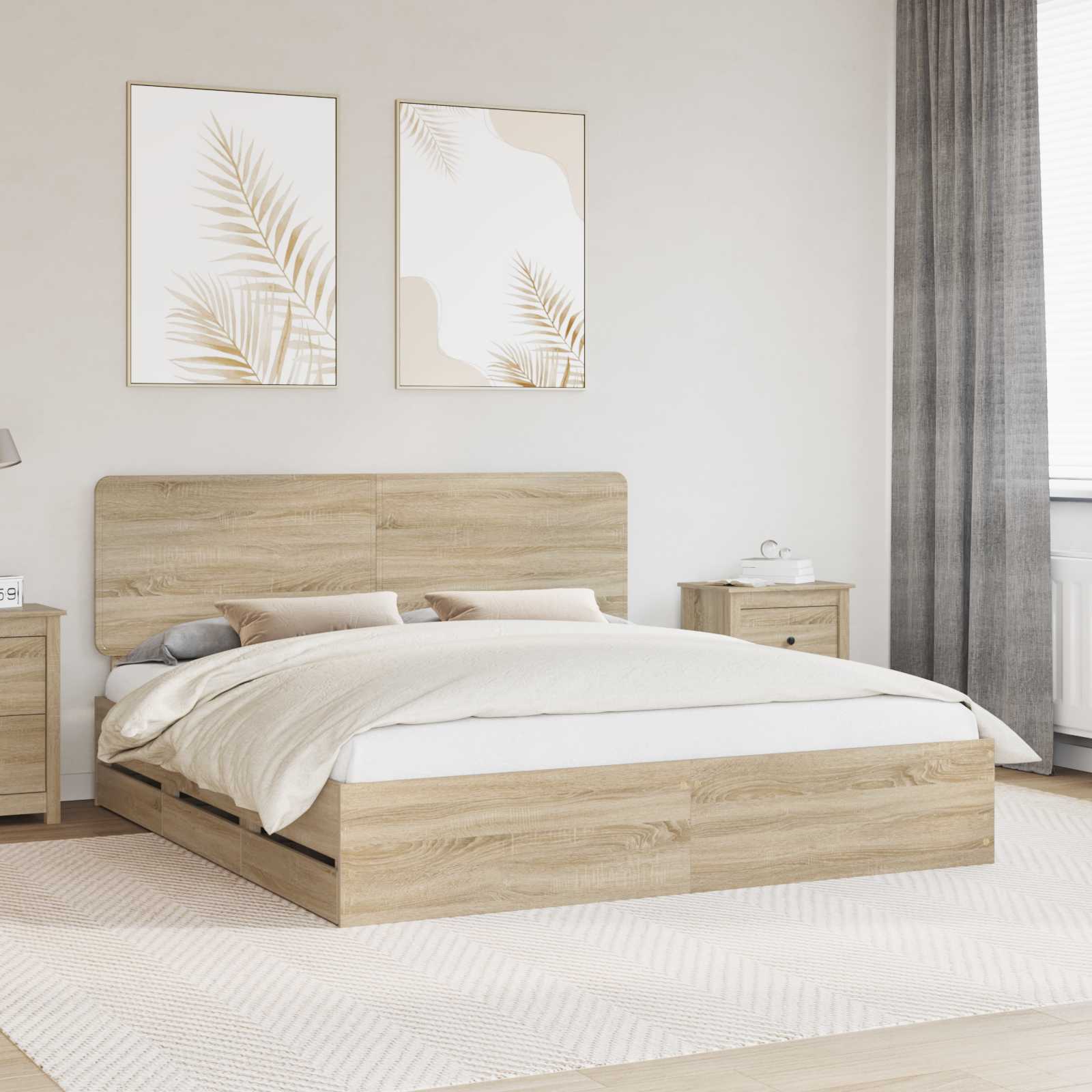 vidaXL Bedframe met lade met opslag Wit 200 x 200 cm Ingenieurshout
