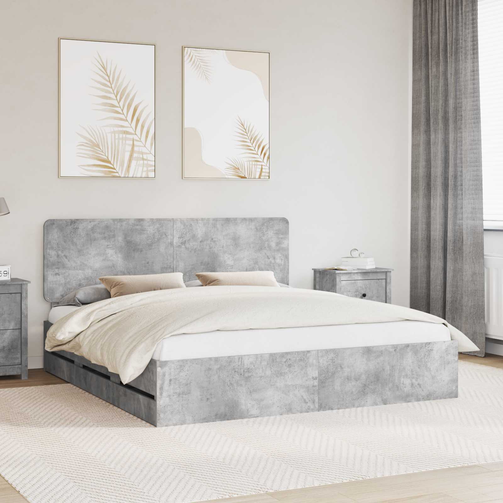 vidaXL Bedframe met lade met opslag Wit 200 x 200 cm Ingenieurshout