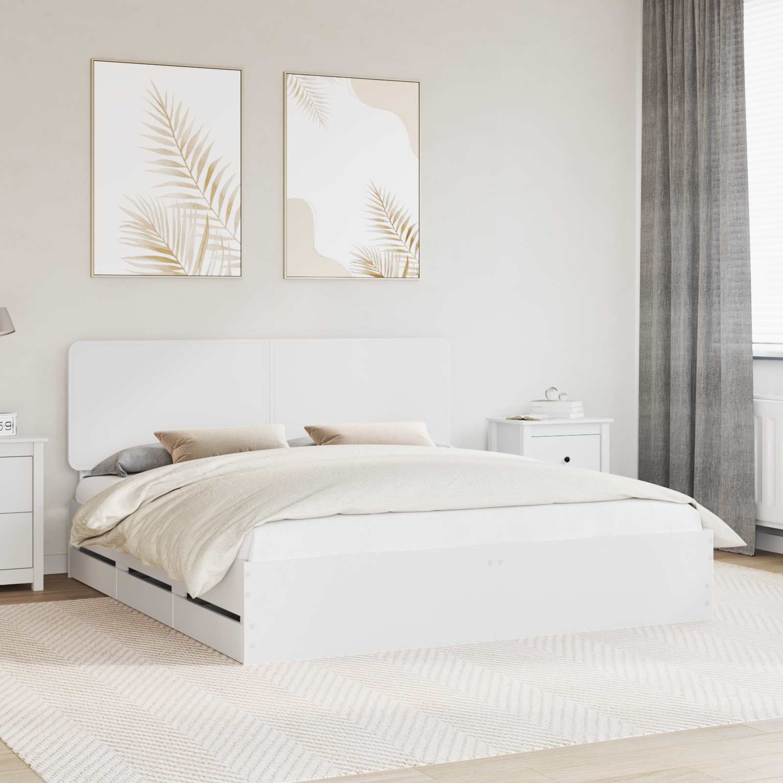 vidaXL Bedframe met lade met opslag Wit 200 x 200 cm Ingenieurshout