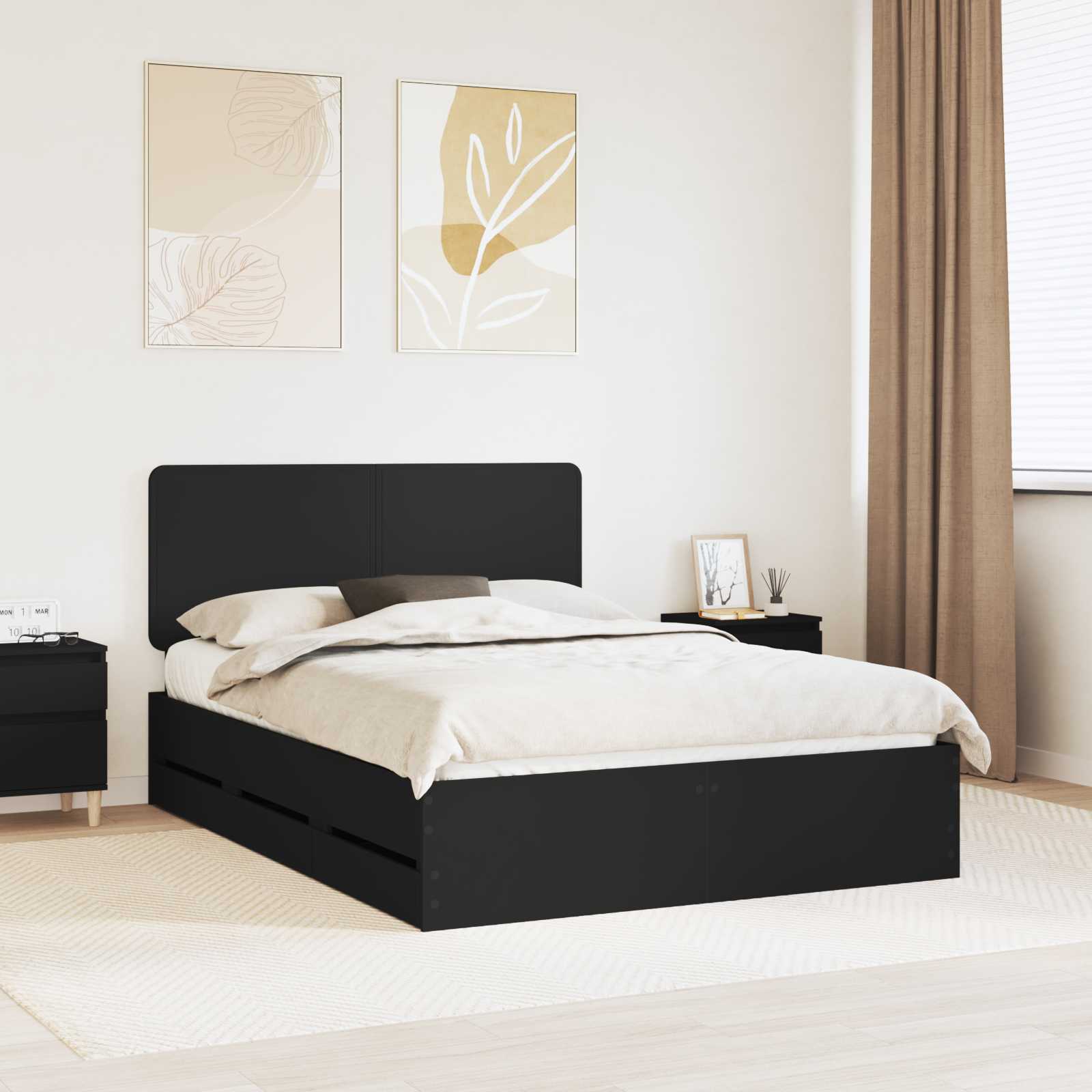 vidaXL Bedframe met lade met opslag Wit 200 x 200 cm Ingenieurshout