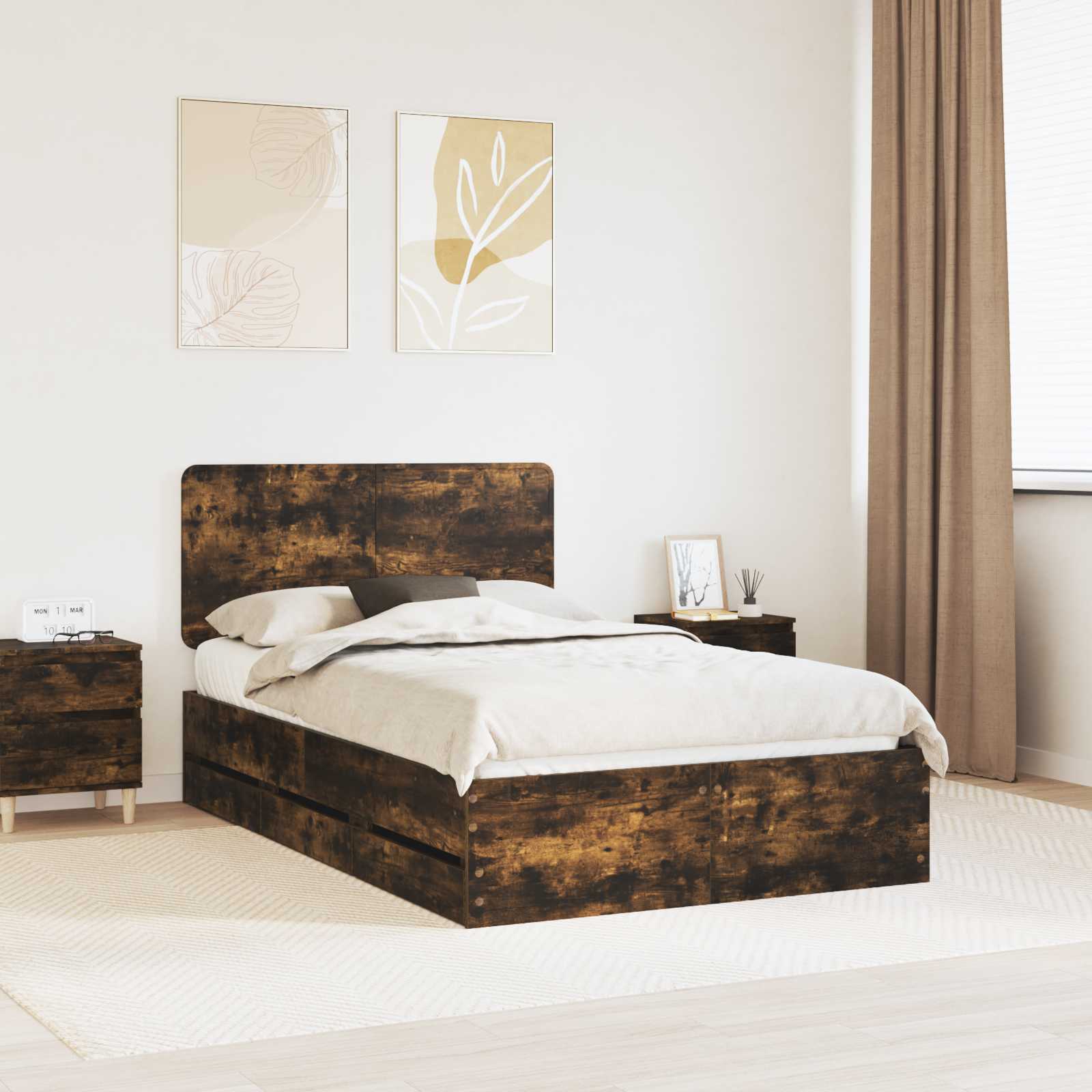 vidaXL Bedframe met lade met opslag Wit 200 x 200 cm Ingenieurshout
