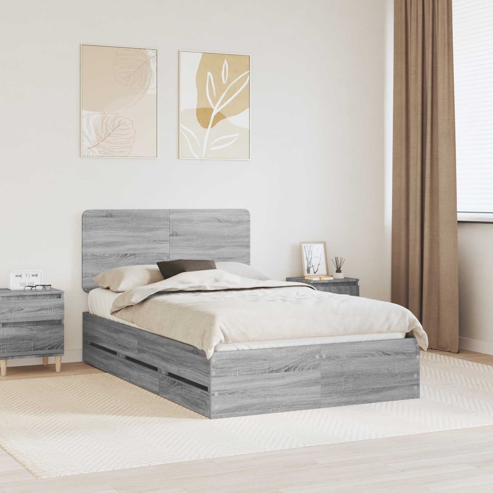 vidaXL Bedframe met lade met opslag Wit 200 x 200 cm Ingenieurshout