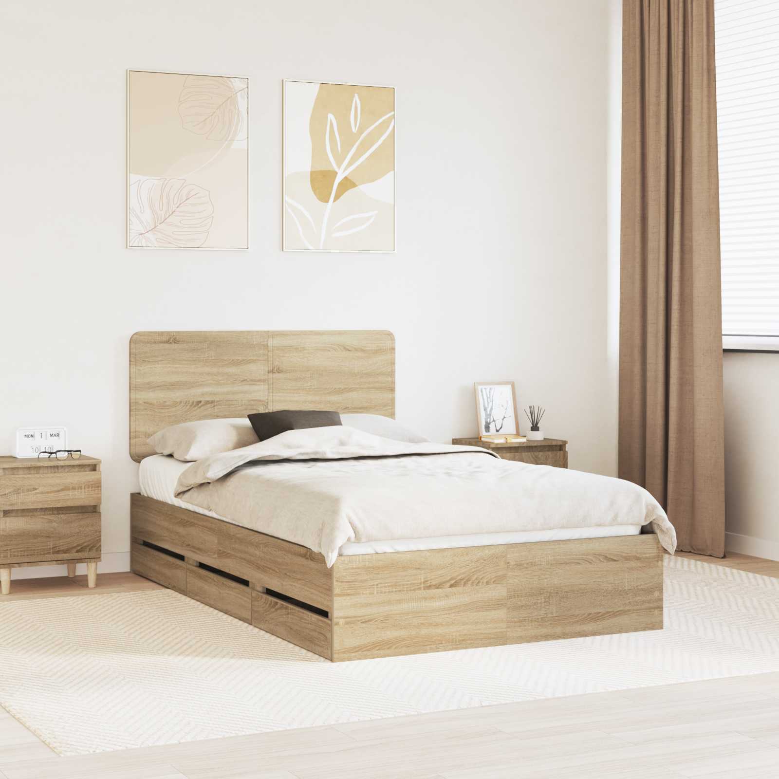 vidaXL Bedframe met lade met opslag Wit 200 x 200 cm Ingenieurshout