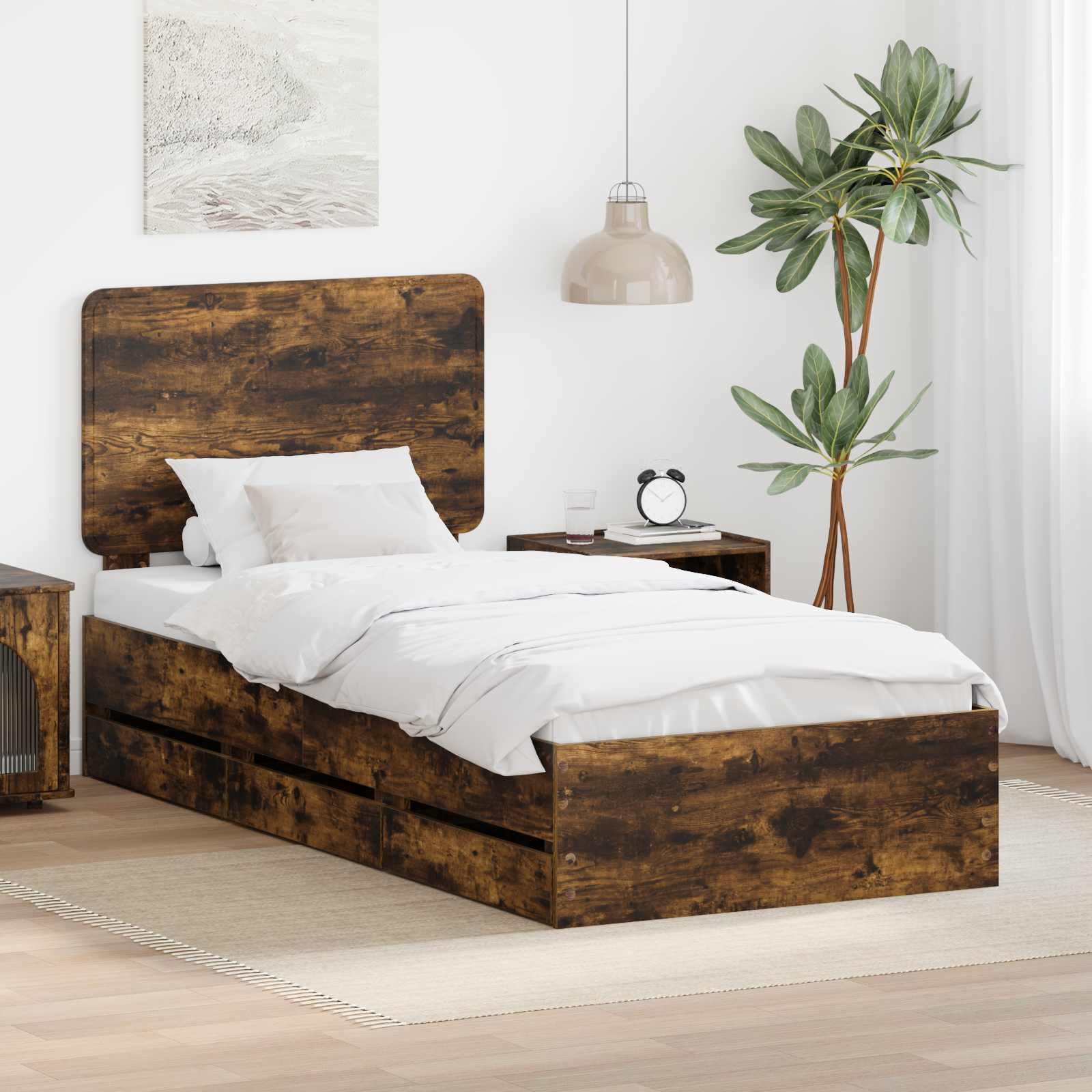 vidaXL Bedframe met lade met opslag Wit 200 x 200 cm Ingenieurshout