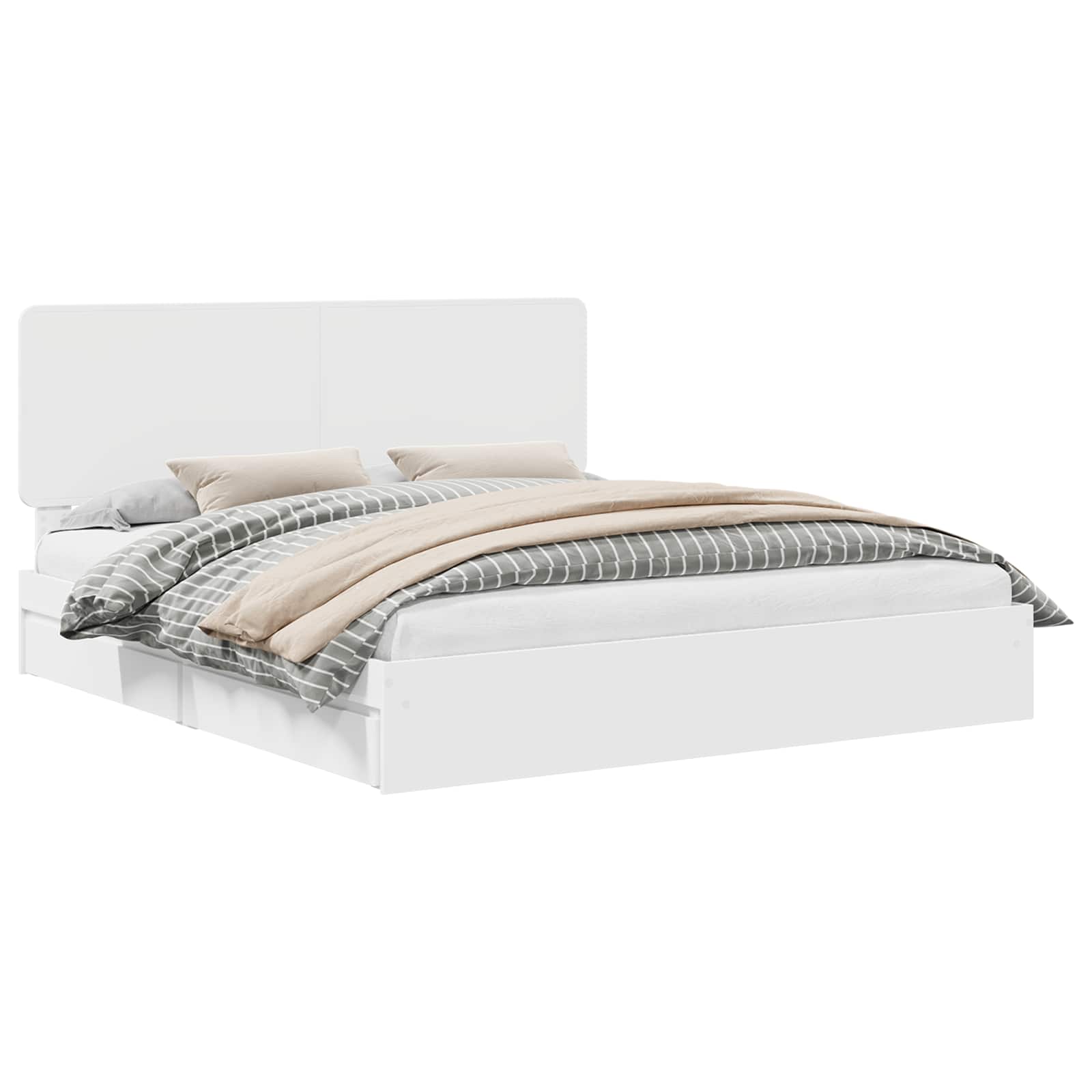 vidaXL Bedframe met lade met hoofdeinde Wit 200 x 200 cm Bewerkt hout