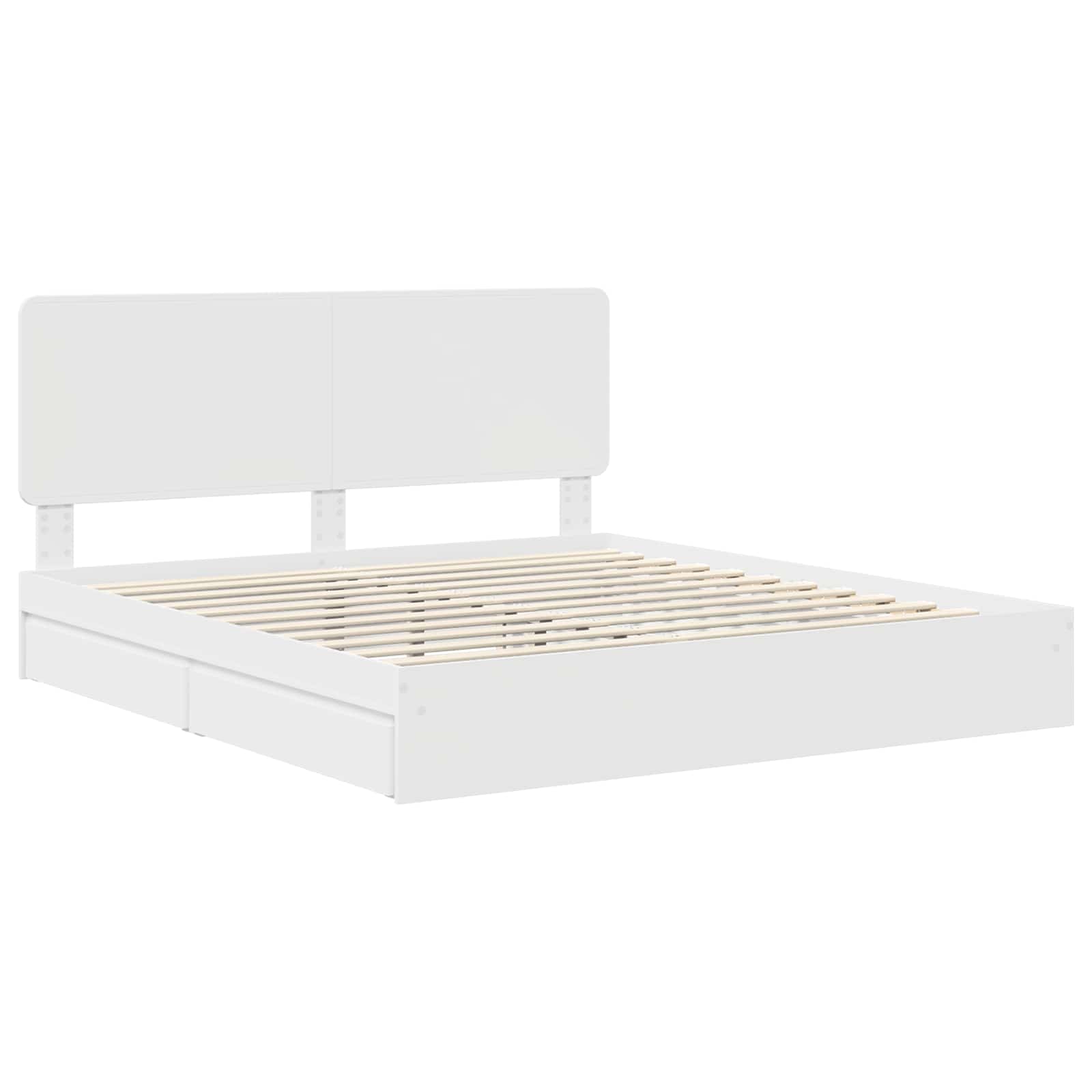 vidaXL Bedframe met lade met hoofdeinde Wit 200 x 200 cm Bewerkt hout