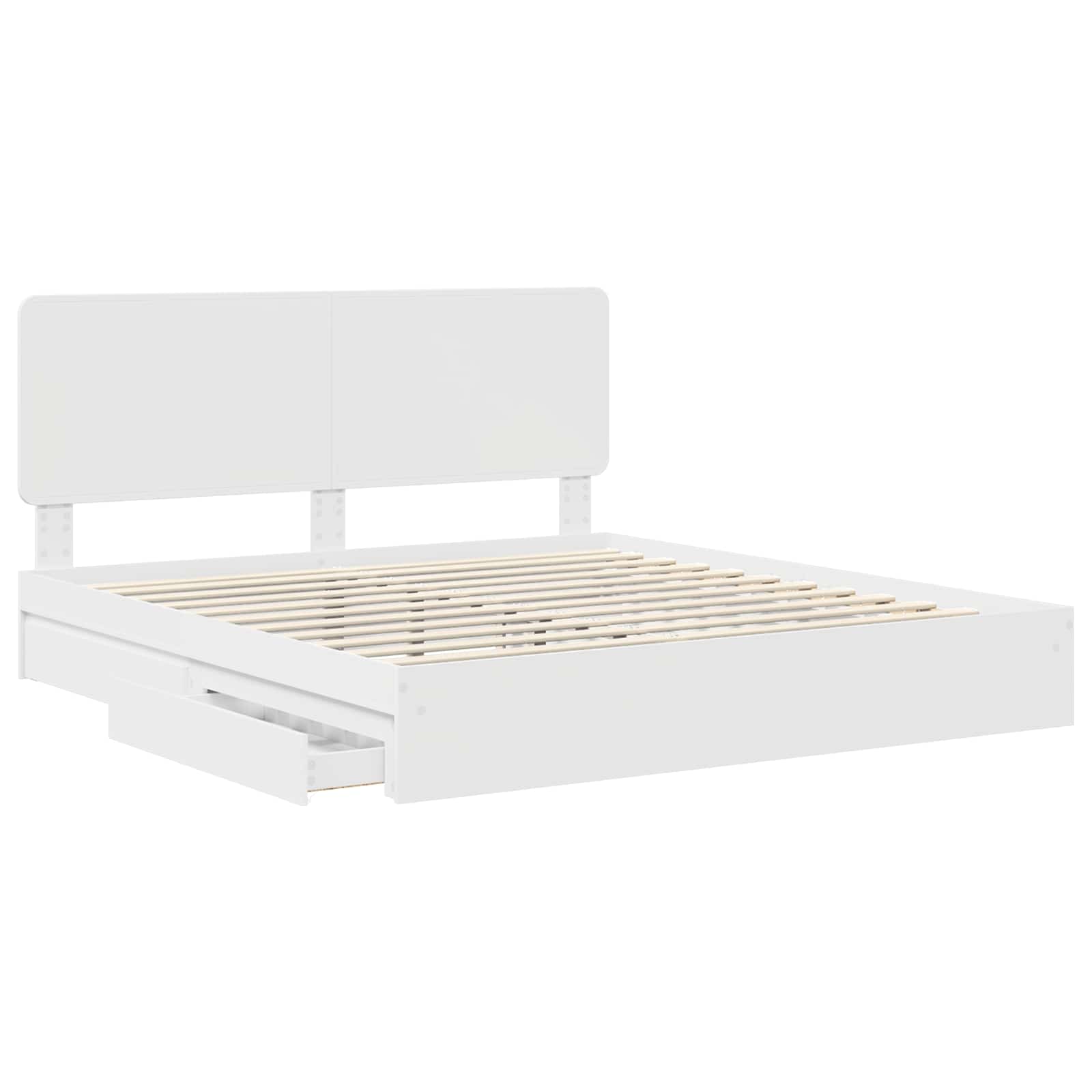 vidaXL Bedframe met lade met hoofdeinde Wit 200 x 200 cm Bewerkt hout