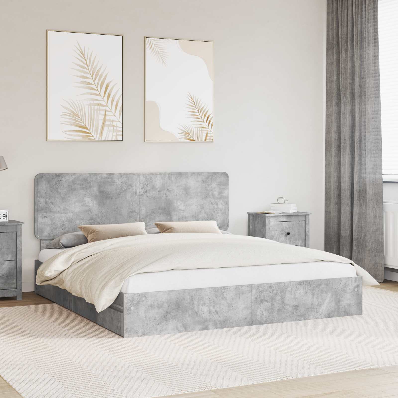 vidaXL Bedframe met lade met hoofdeinde Wit 200 x 200 cm Bewerkt hout