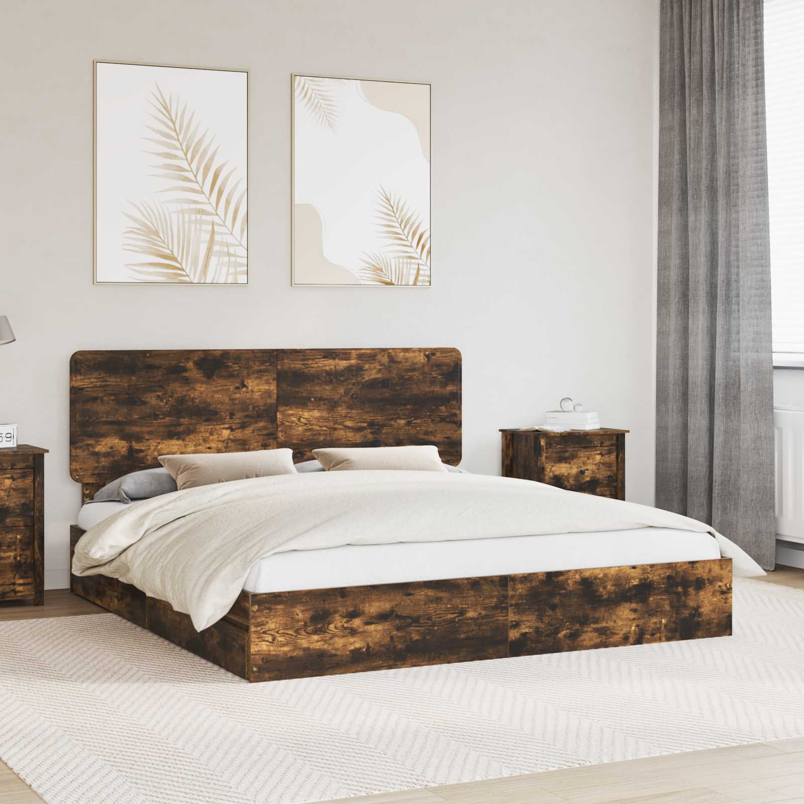 vidaXL Bedframe met lade met hoofdeinde Wit 200 x 200 cm Bewerkt hout