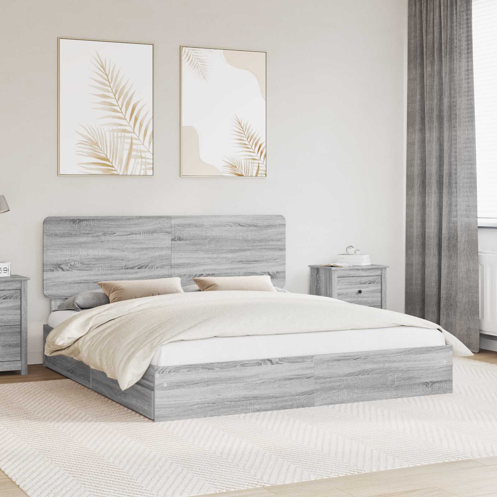 vidaXL Bedframe met lade met hoofdeinde Wit 200 x 200 cm Bewerkt hout