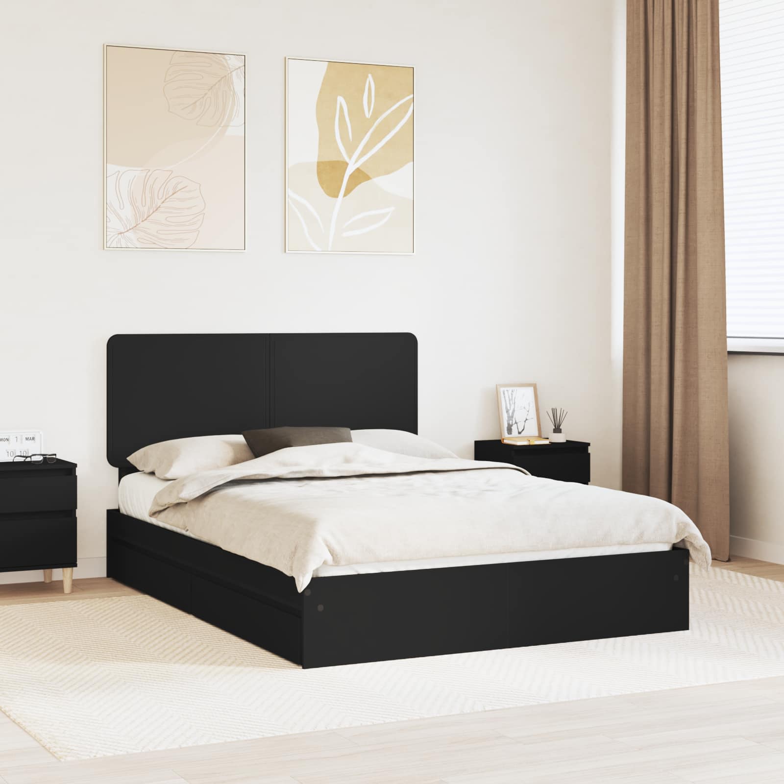 vidaXL Bedframe met lade met hoofdeinde Wit 200 x 200 cm Bewerkt hout