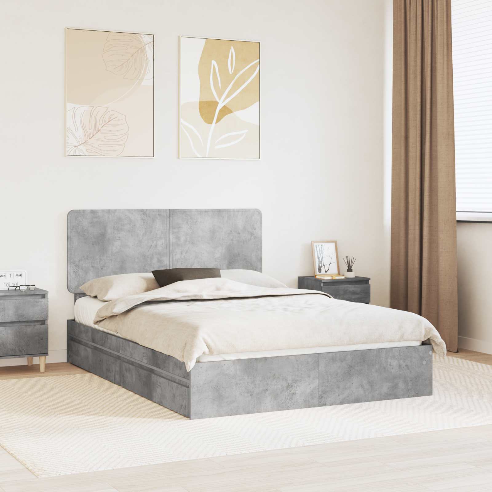 vidaXL Bedframe met lade met hoofdeinde Wit 200 x 200 cm Bewerkt hout