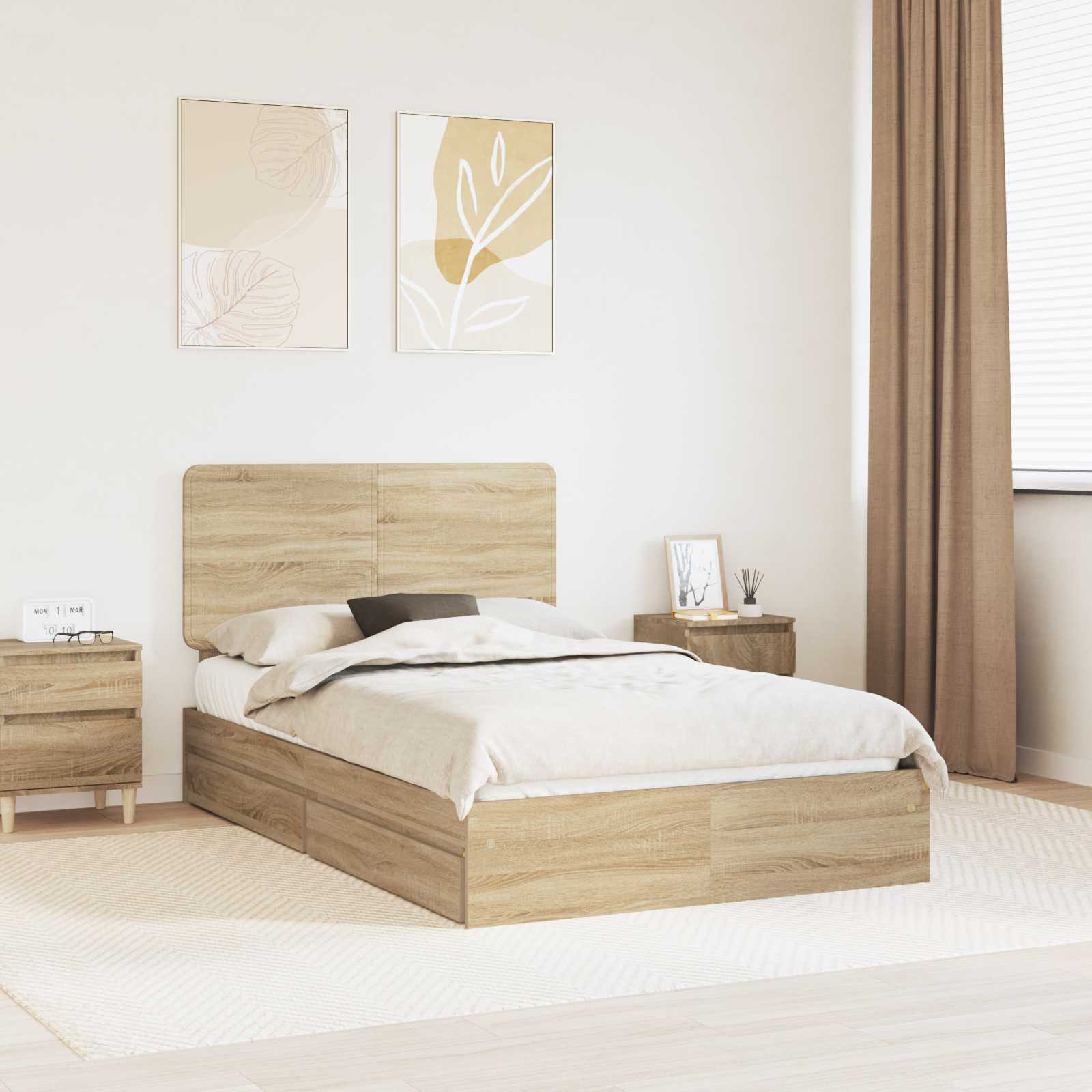 vidaXL Bedframe met lade met hoofdeinde Wit 200 x 200 cm Bewerkt hout