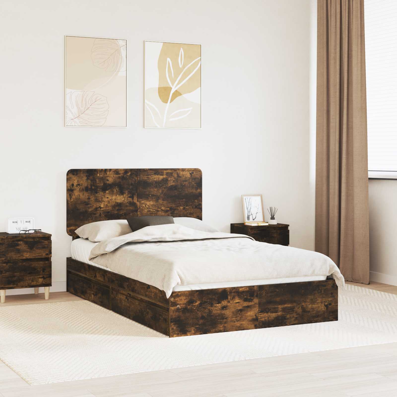 vidaXL Bedframe met lade met hoofdeinde Wit 200 x 200 cm Bewerkt hout