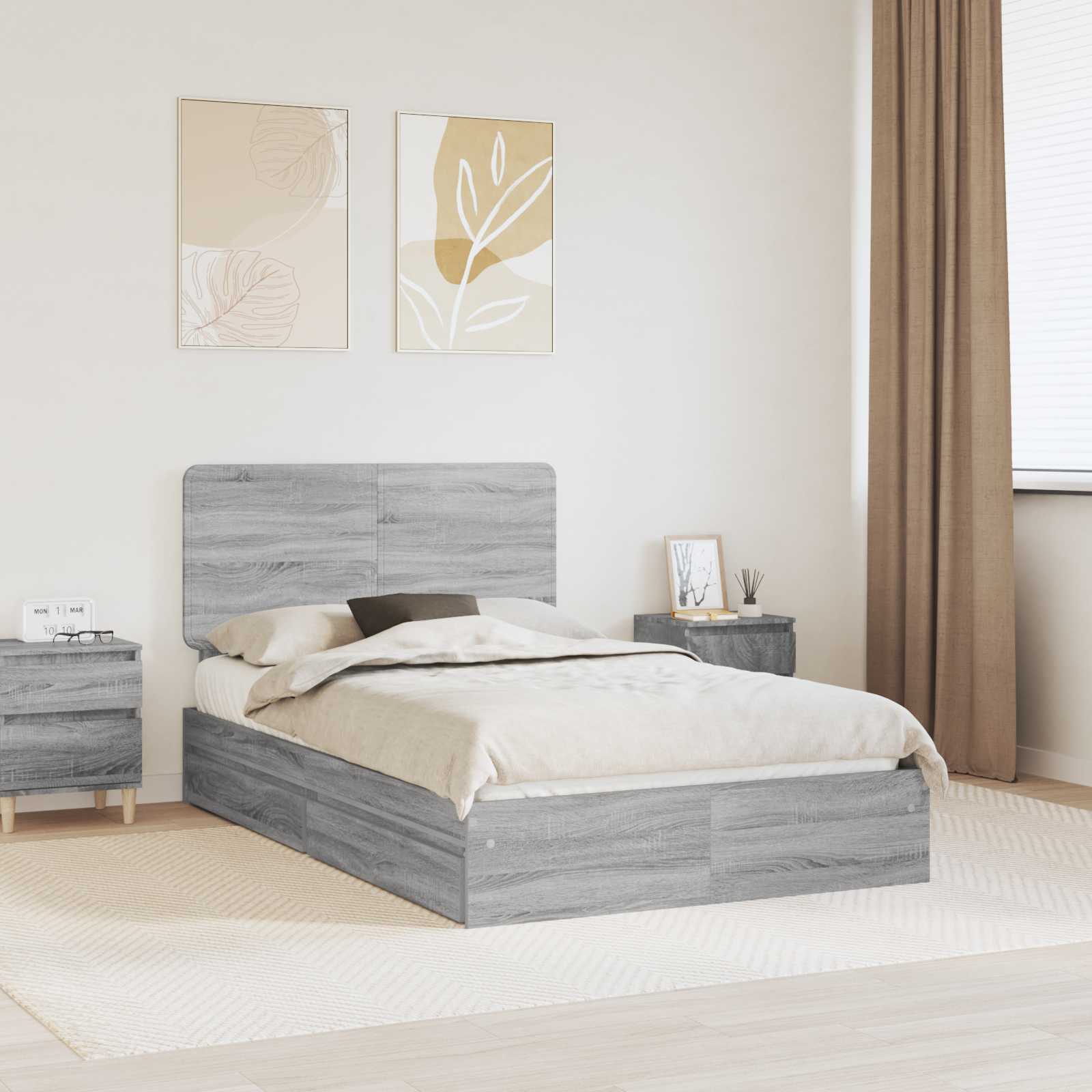 vidaXL Bedframe met lade met hoofdeinde Wit 200 x 200 cm Bewerkt hout