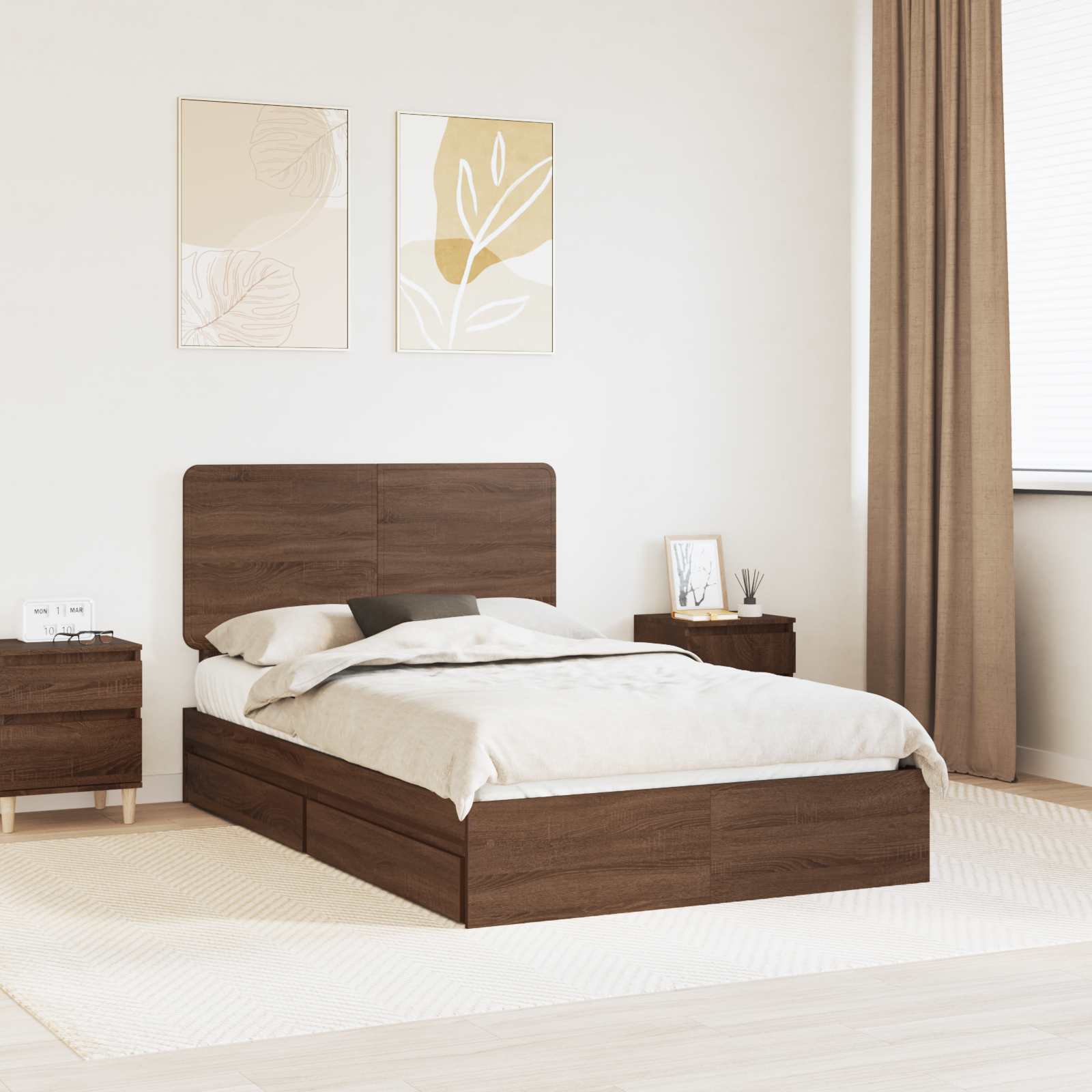 vidaXL Bedframe met lade met hoofdeinde Wit 200 x 200 cm Bewerkt hout